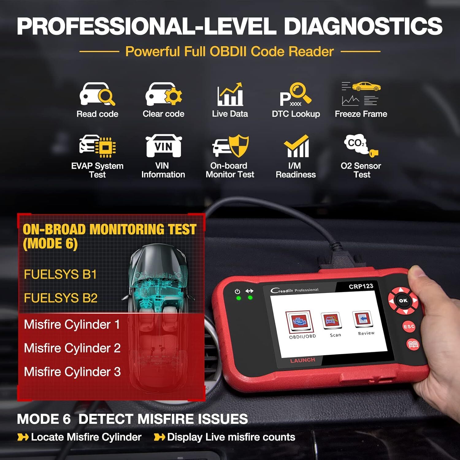 2024 LAUNCH CRP123 OBD2 Scanner Engine/ABS/SRS/Transmission Diagnostic Scan Tool