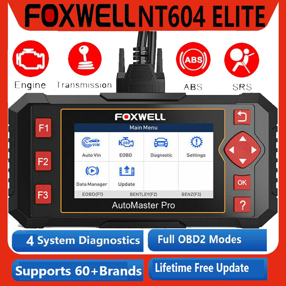 Foxwell NT604 Elite Car Diagnostic Engine Transmission ABS SRS Code Reader Scan