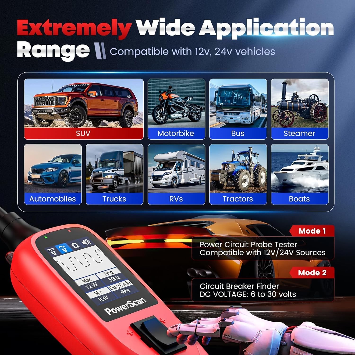Autel Powerscan PS100 Car Electrical System Diagnosis Tool Power Probe AVO Meter