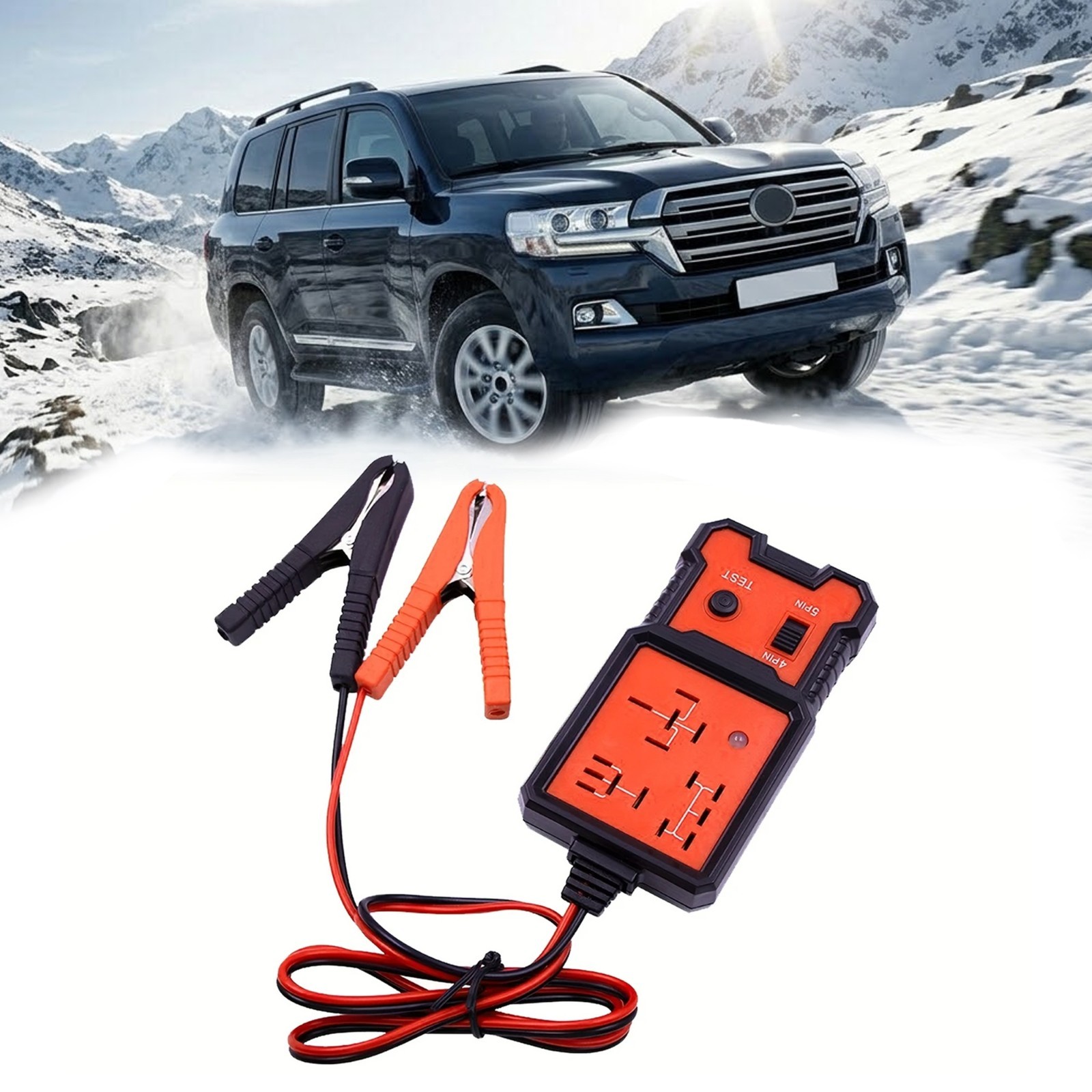 12V Relay Tester 4 & 5 Pin for Car-Professional Auto Automotive w/ Battery Clips