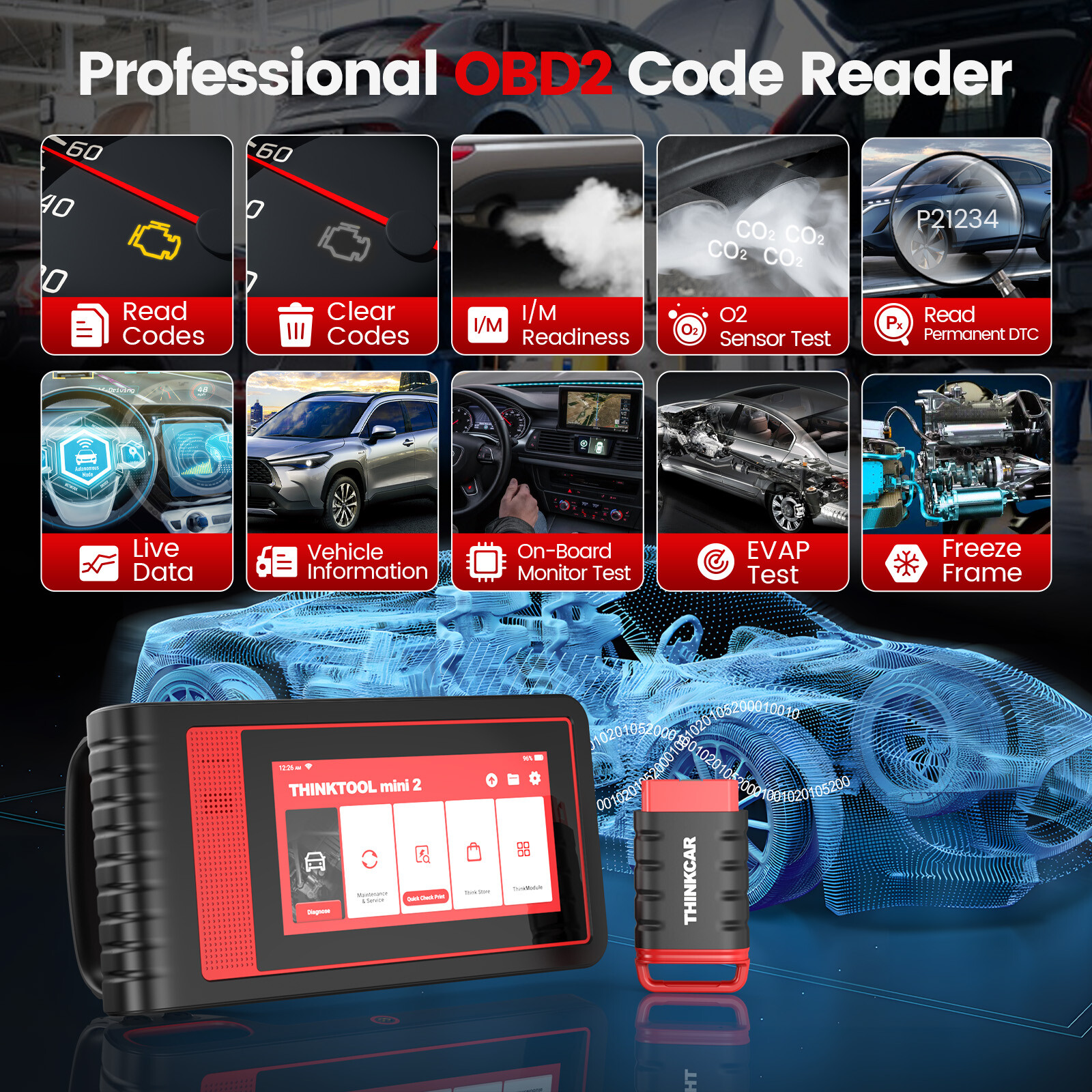 Thinktool Mini2 All System Car Diagnostic Tool Scanner CANFD IMMO K-ey Coding