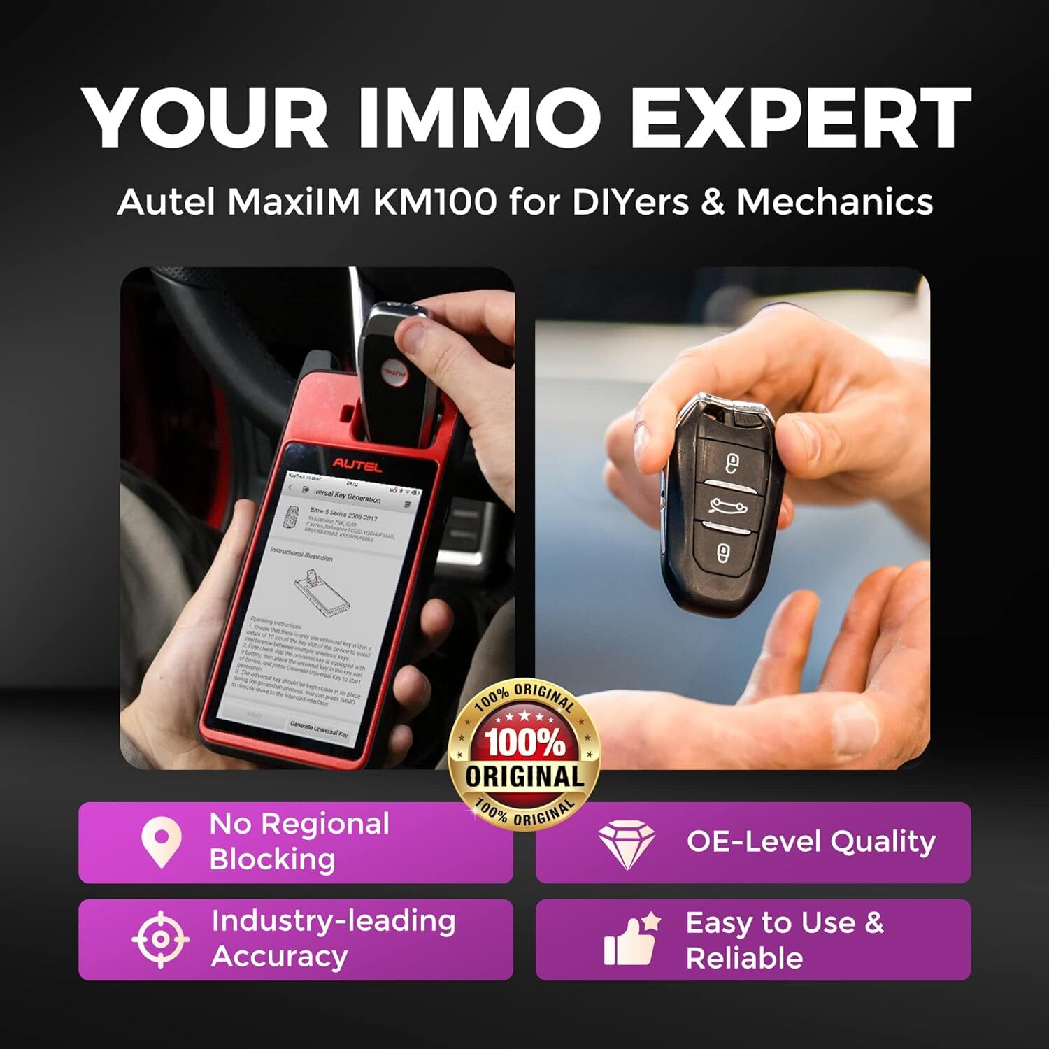 2025 Newest Autel MaxiIM KM100 Key Fob Programming Tool Programmer Immobilizer