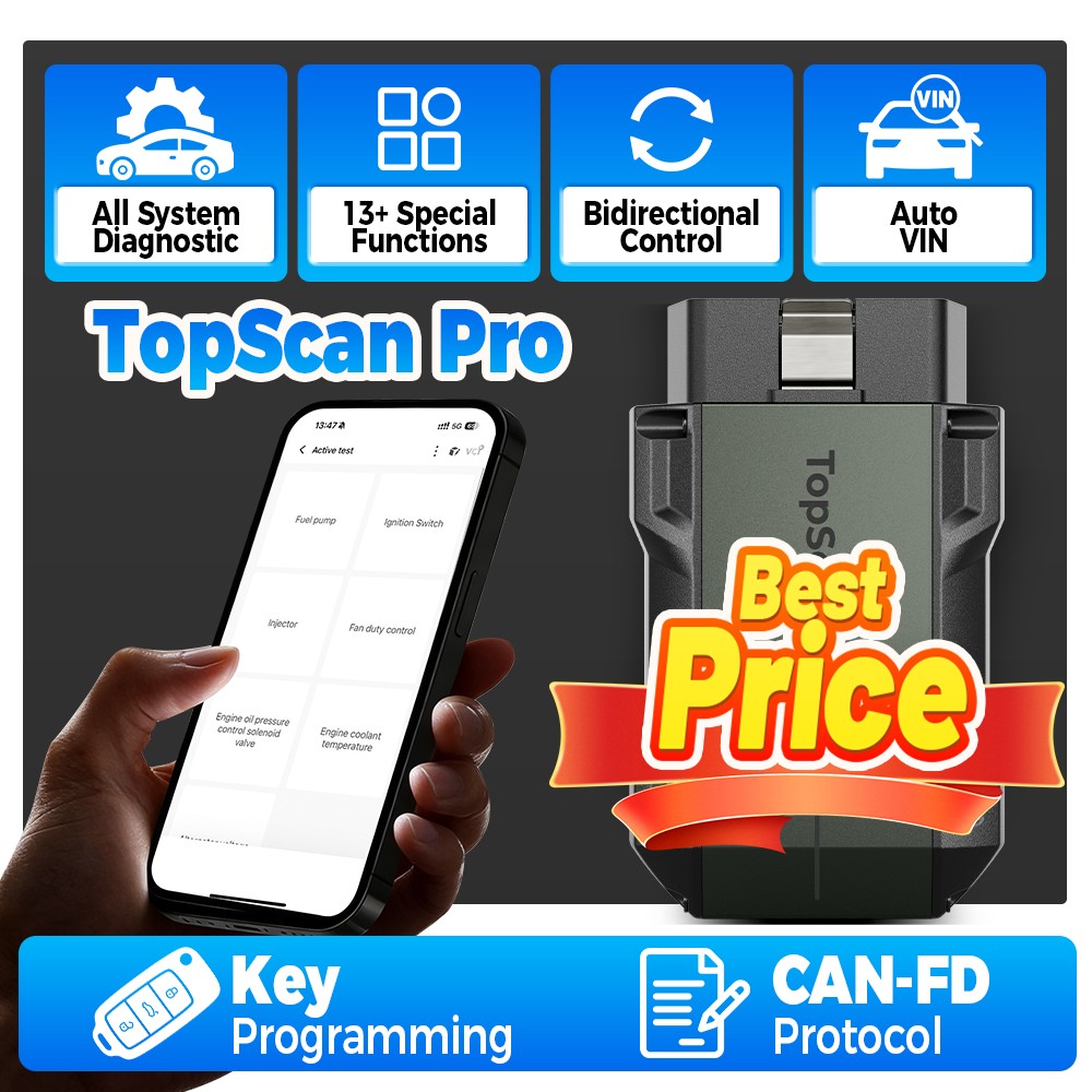 TOPDON TopScan PRO OBD2 Scanner 13+ Resets Bi-directional ABS Bleeding DPF IMMO