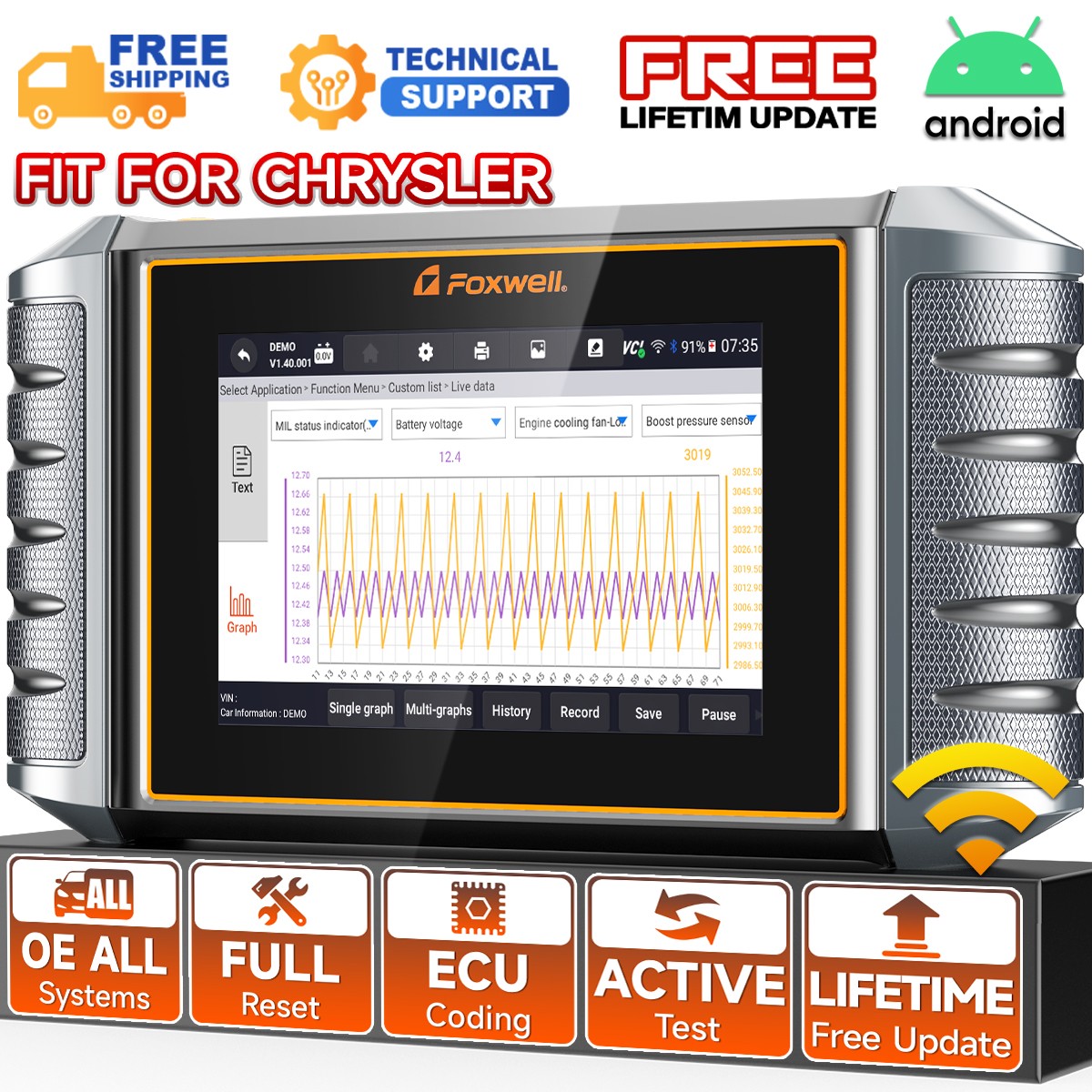 FOXWELL NT710 For Chrysler Bidirectional OBD2 Oil Reset TPMS Reset DPF INJ ABS