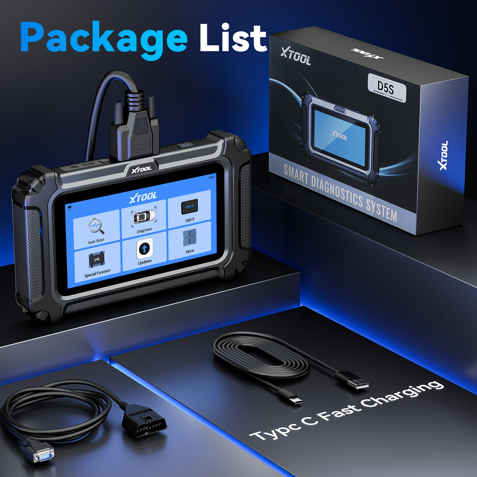 XTOOL D5S OBD2 Diagnostic Scanner Engine ABS SRS Fault Code Reader Free Update