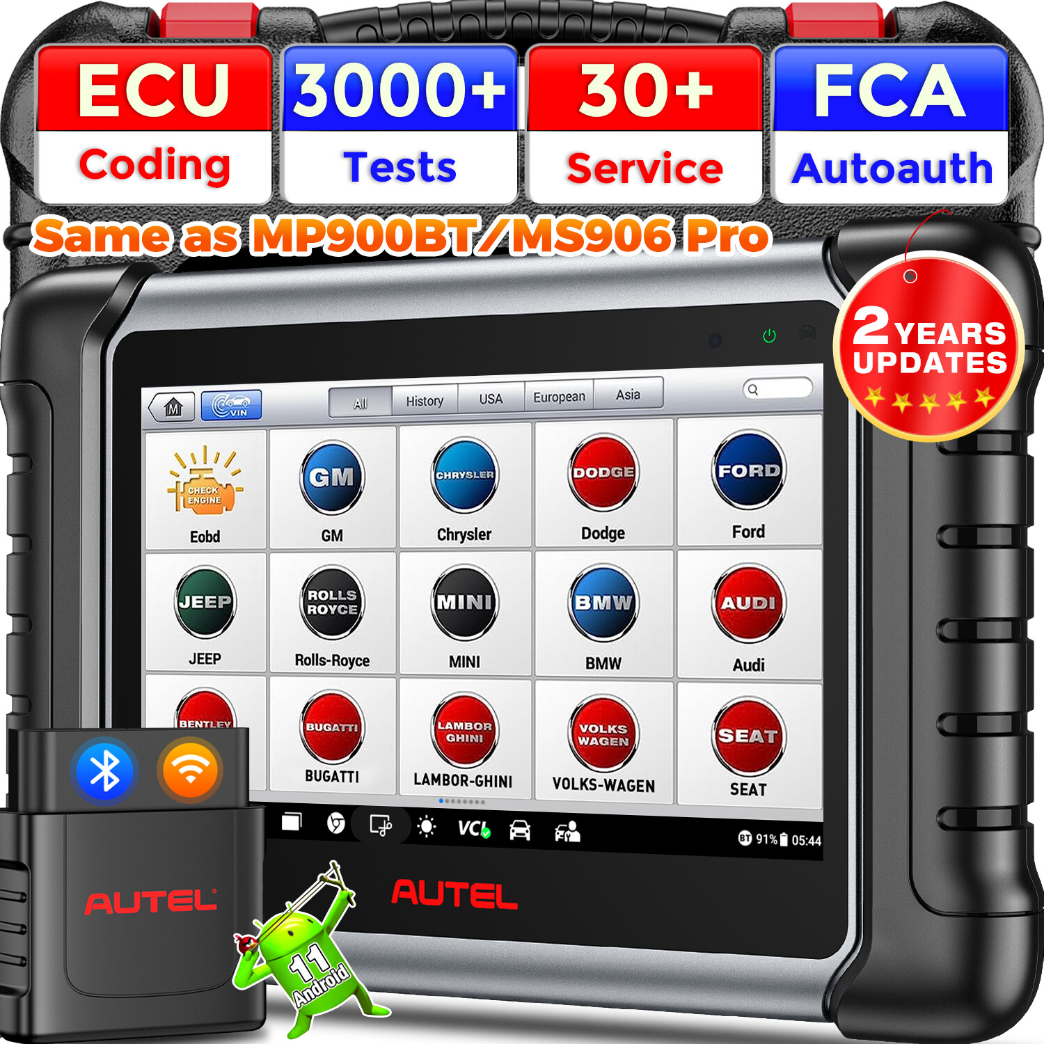 Autel Scanner MaxiPRO MP808BT PRO x5 Faster Android 11.0 Bi-directional Control