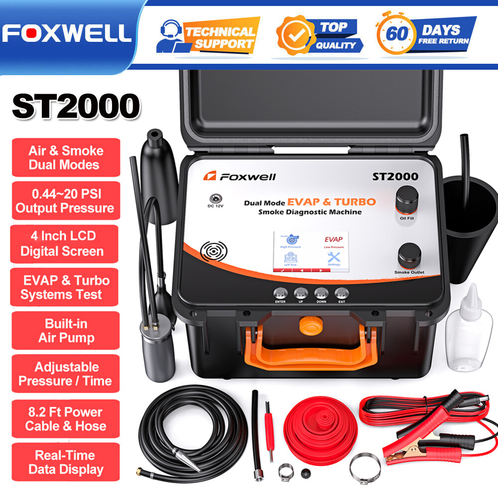 FOXWELL ST2000 Car Smoke Tester Leak Detector Vacuum Diagnostic For 0.44~20 PSI