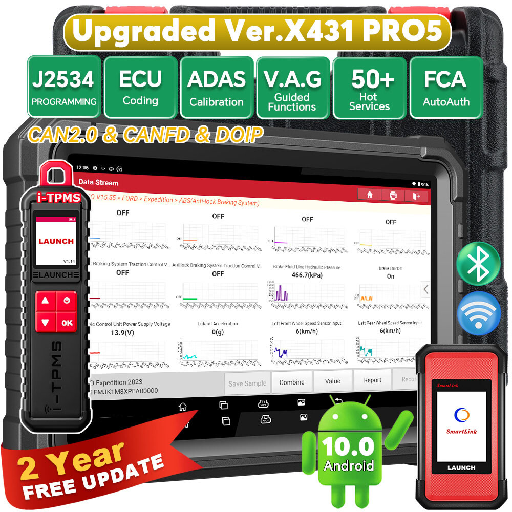 LAUNCH X431 PRO3S+ 5.0 ELITE PRO5 V Car Diagnostic Tool J2534 Programming Coding