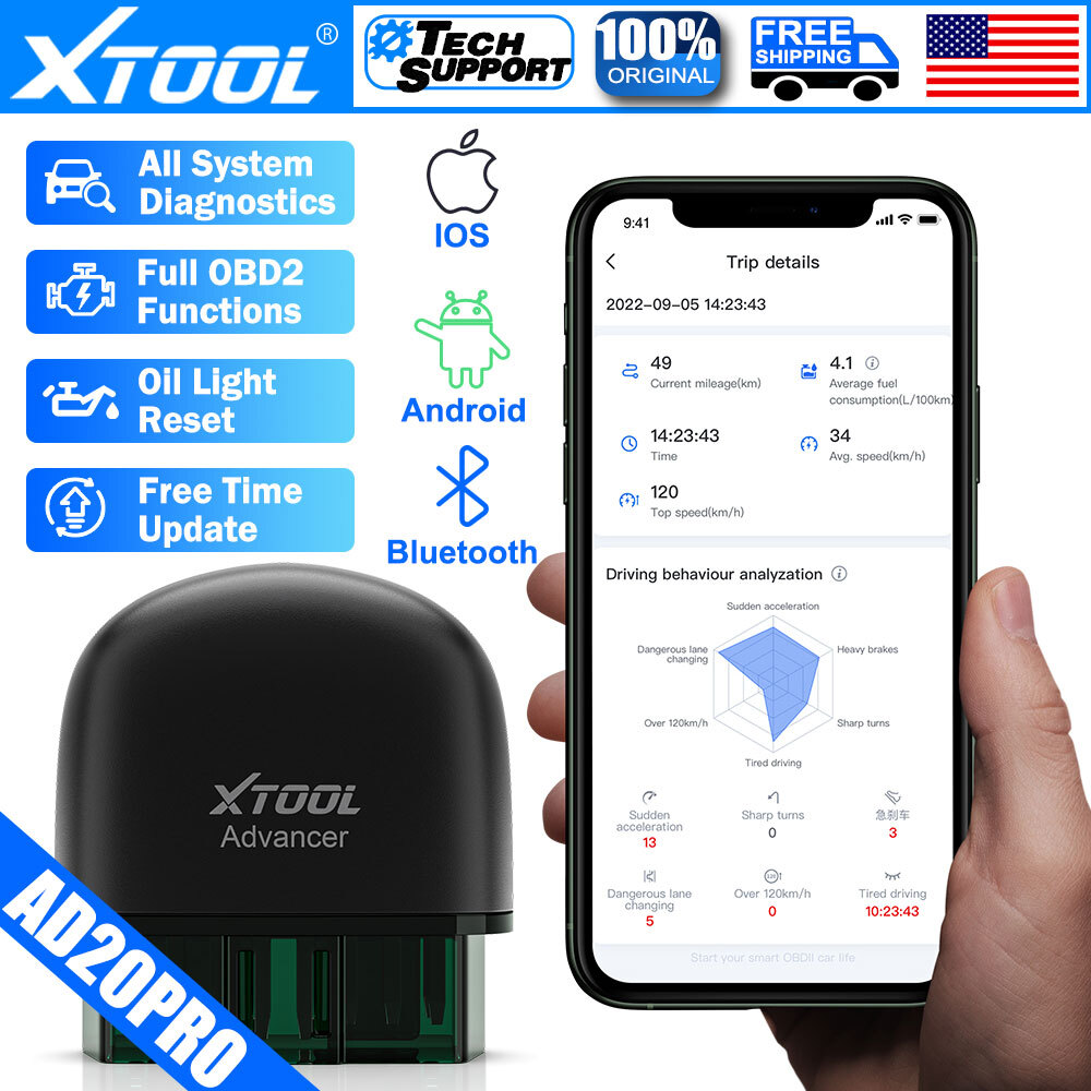 XTOOL AD20PRO OBD2 Scanner Bluetooth AI Full System Diagnostic Tool Code Reader