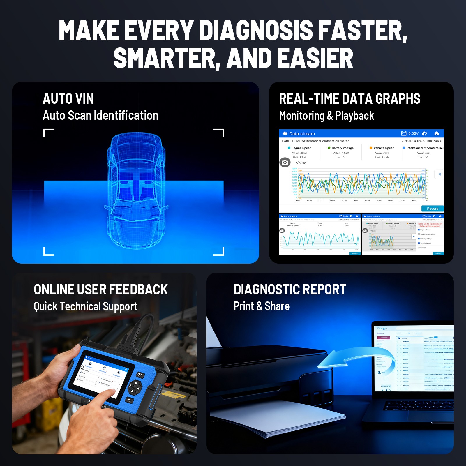 TOPDON AD600 PRO One-Click AutoVIN Fast Detection For Global Gasoline Vehicles