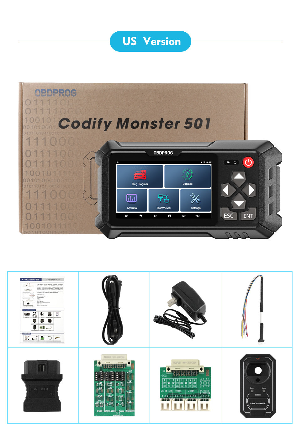 OBDPROG M501 IMMO Key Fob Programmer OBD2 Scanner Diagnostic Tool