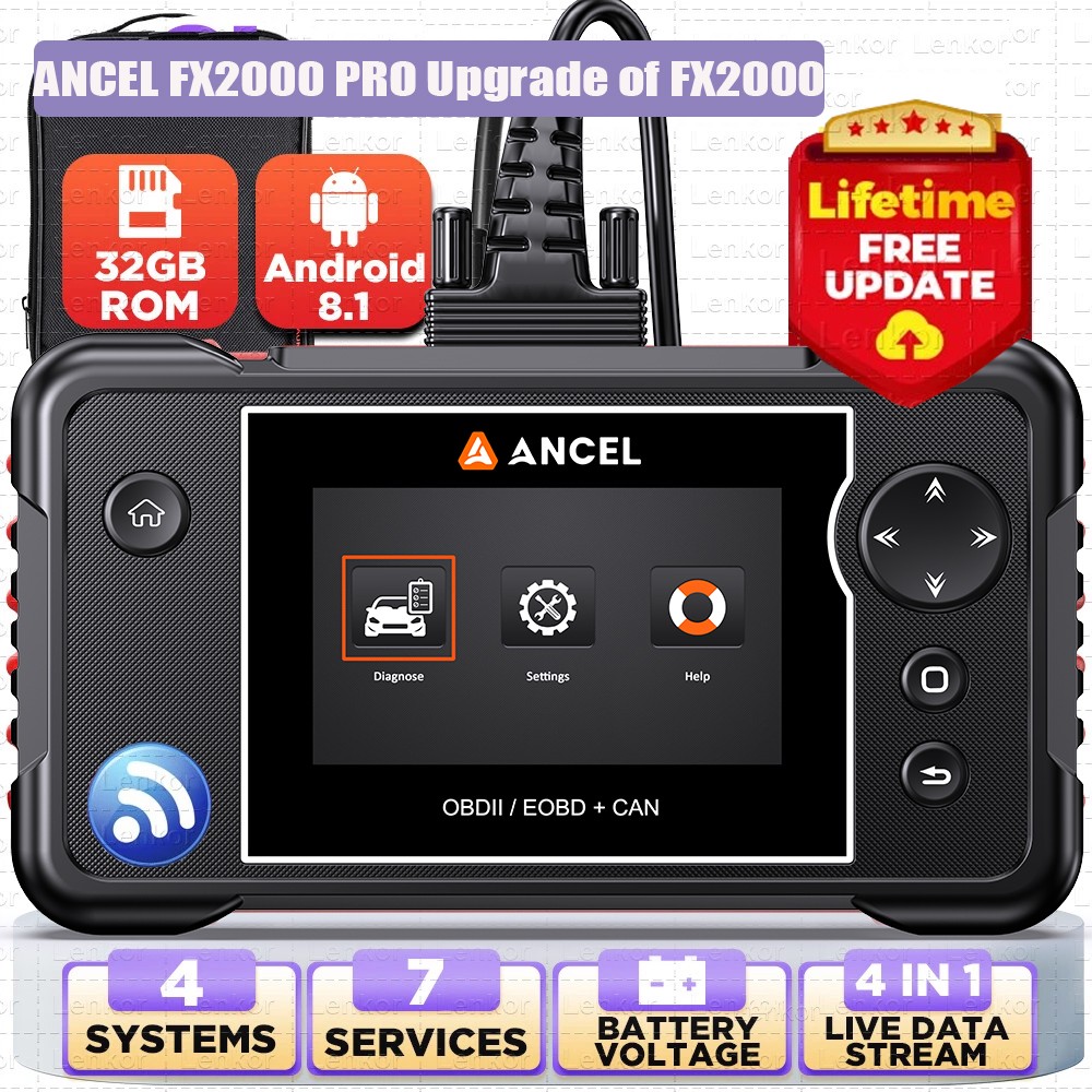 ANCEL FX2000 PRO OBD2 Scanner ABS SRS Code Reader Diagnostic Scan Tool +7 Resets