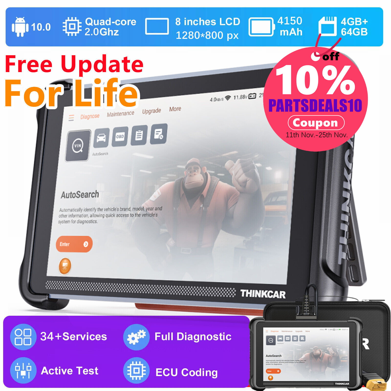 THINKSCAN 689 Auto Full System Diagnositc Scan Tool 34+ Service E/CU Coding DOIP