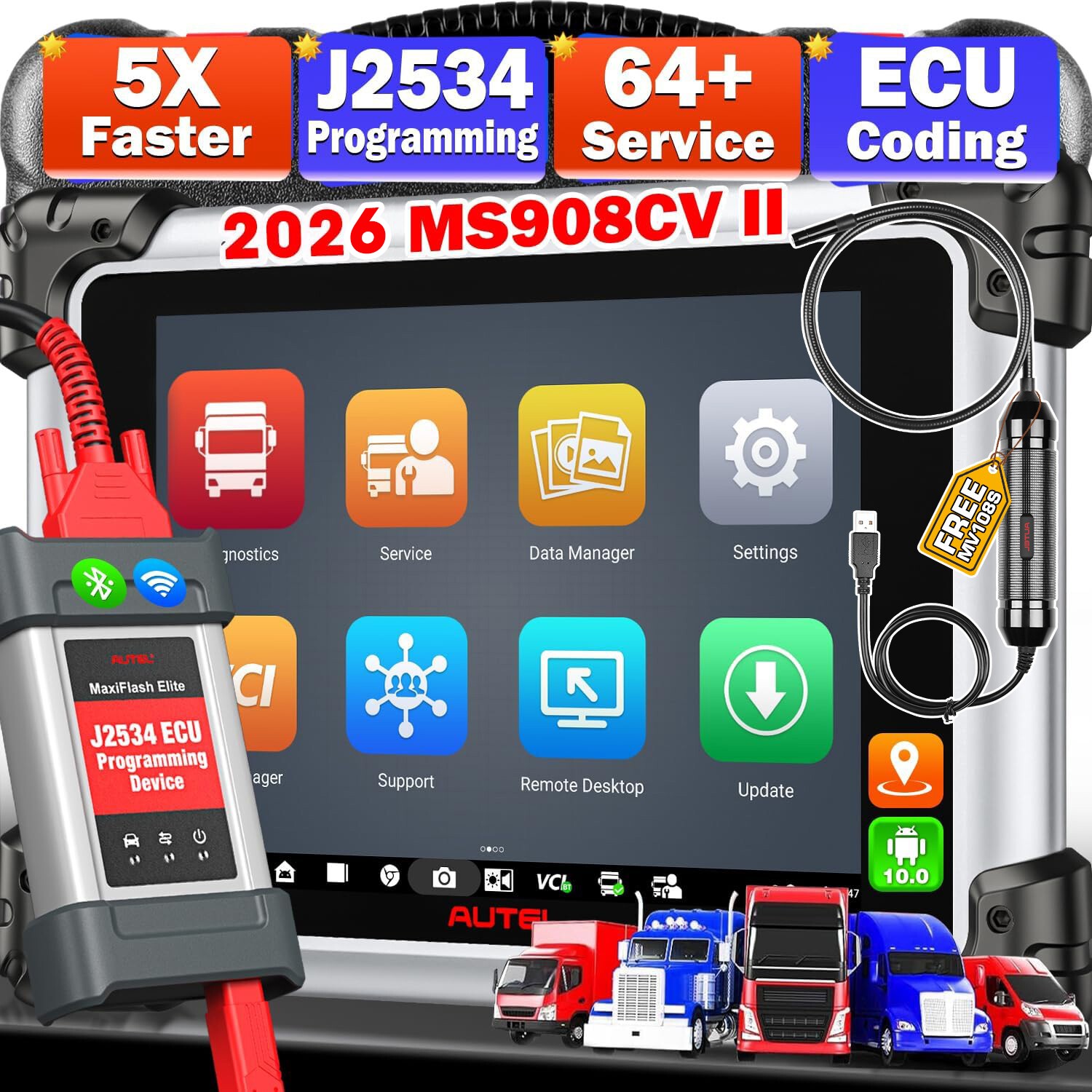 Autel Maxisys MS908CV II Diagnostic Heavy Duty Truck Commercial Diesel Scanner
