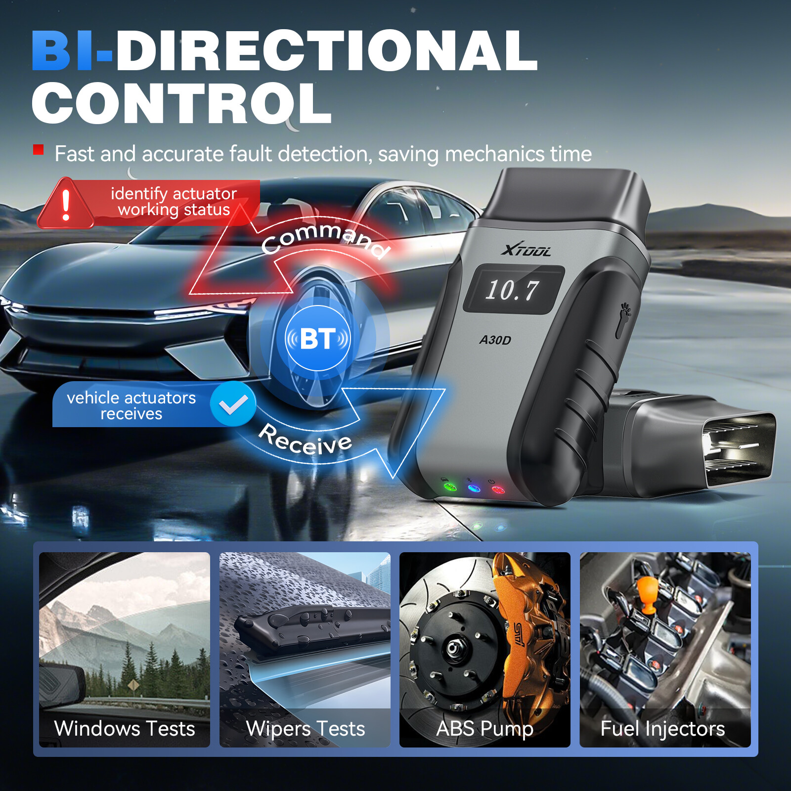 2026 XTOOL A30D V2.0 Auto Car Diagnostic Tool OBD2 Scanner Bidirectional 8 in 1