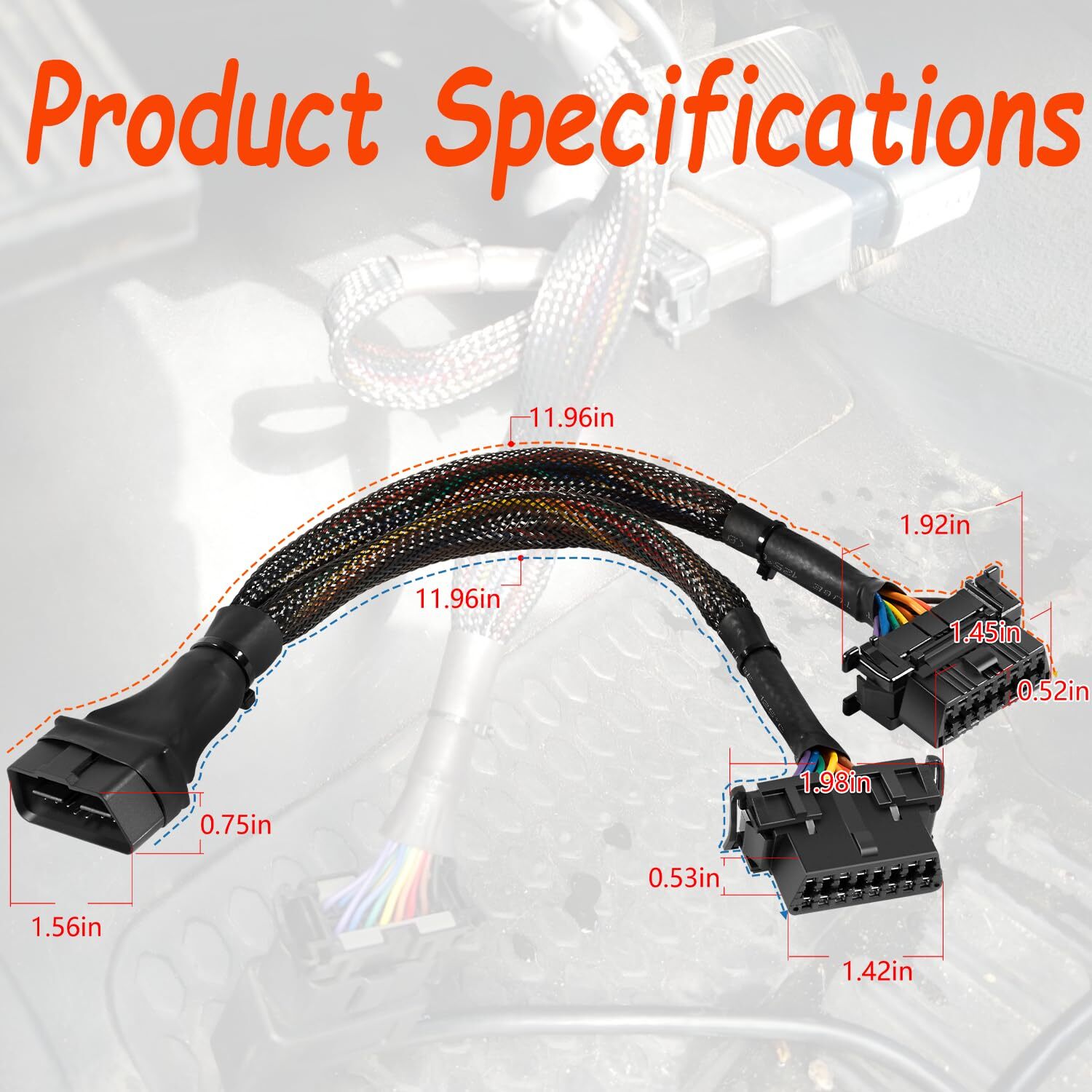 OBD II Port OBD 2 Splitter Extension Cable 1 Male 2 Female Y Cable Adapter 16Pin