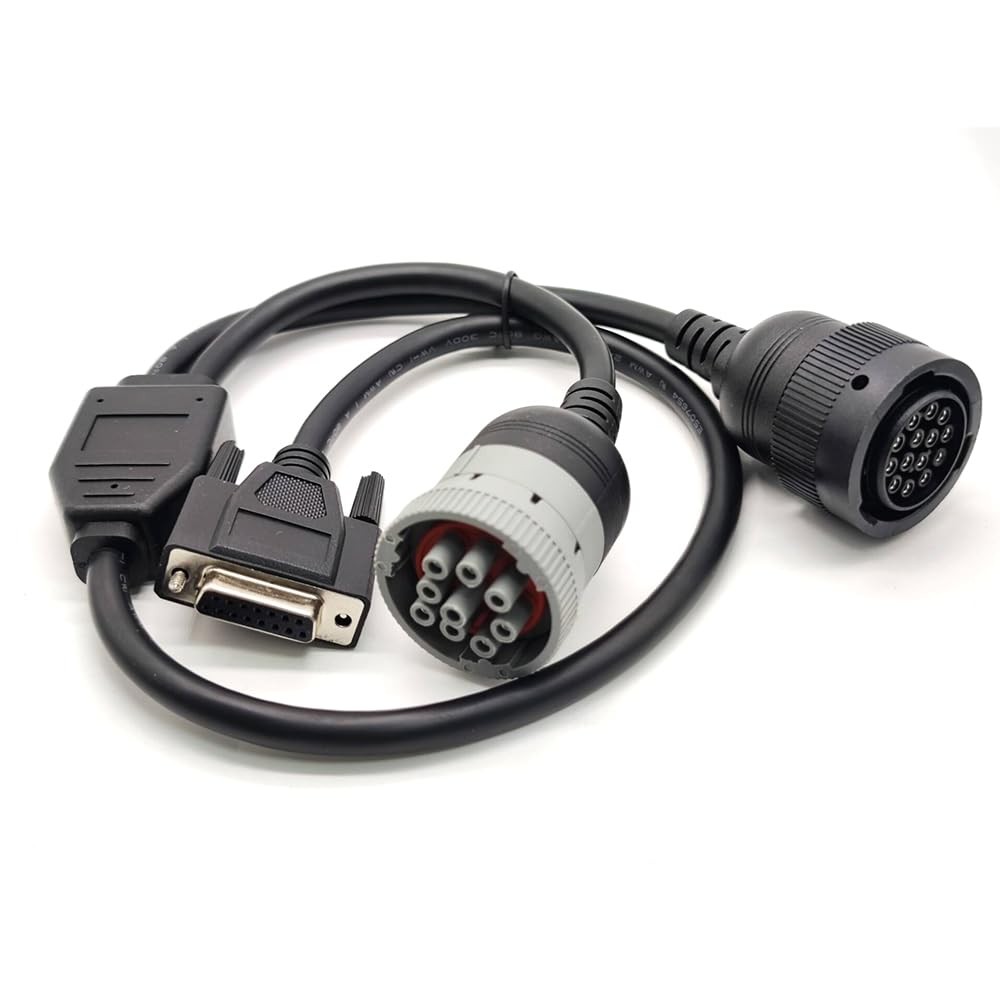 OBDIISVS DB15 to J1939 9-Pin Male 14-Pin Female Y Cable Truck Diagnostic Adapter