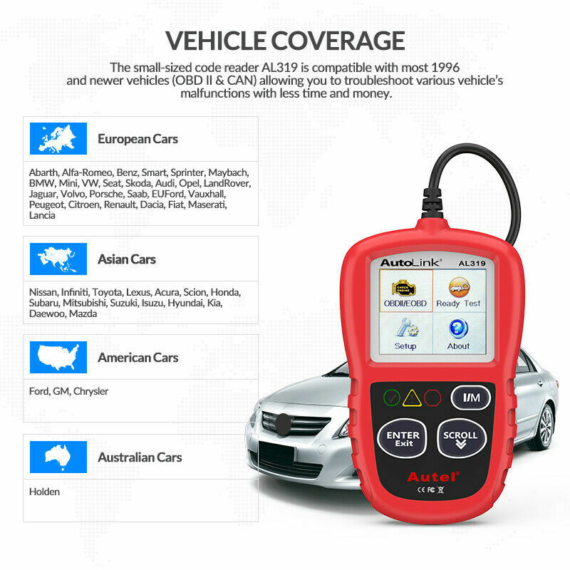2026 Autel Autolink AL319 Car OBD2 Scanner Code Reader Engine Fault Code Reader