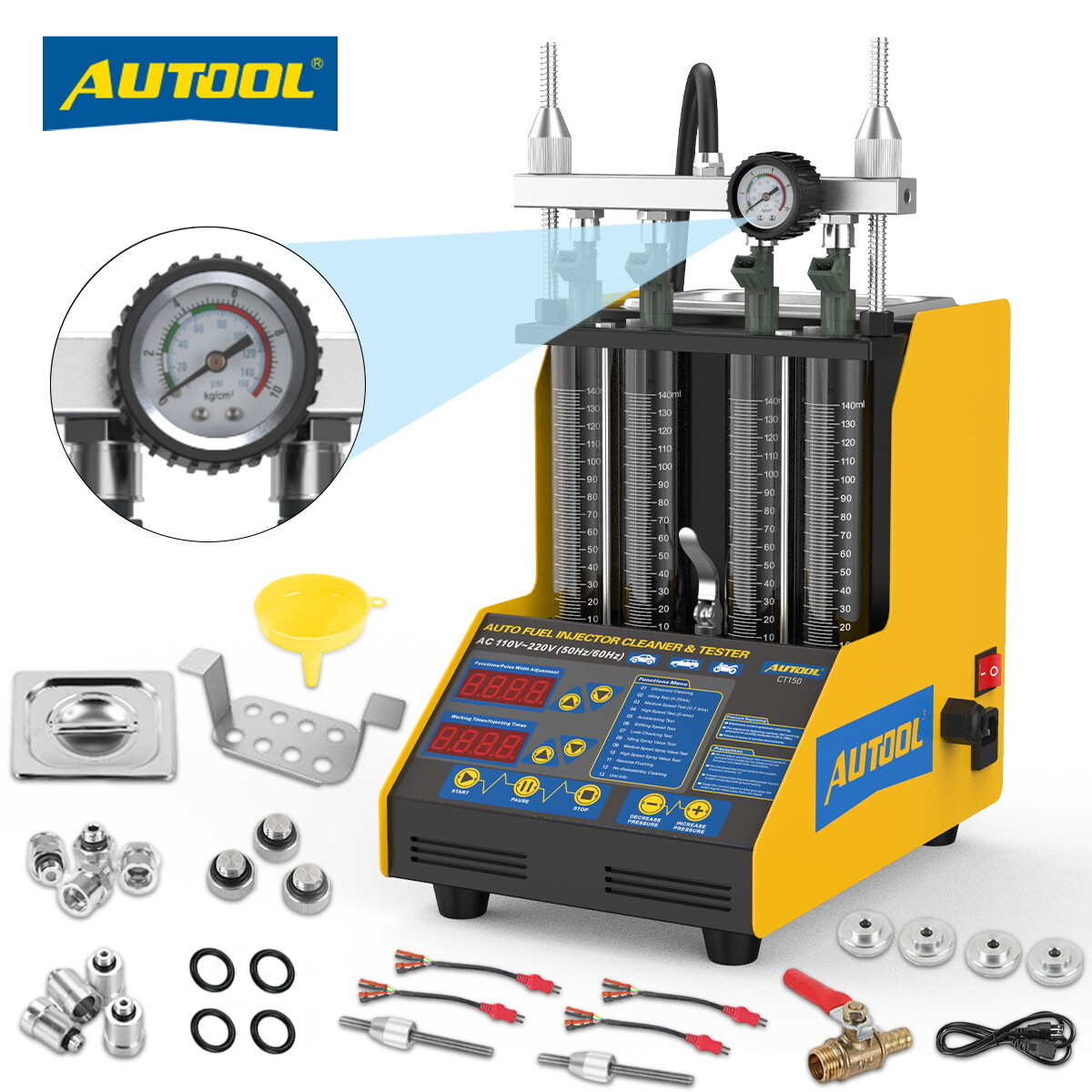 Car Ultrasonic Petrol Fuel Injector Tester Cleaner 4 Cylinder Cleaning Machine