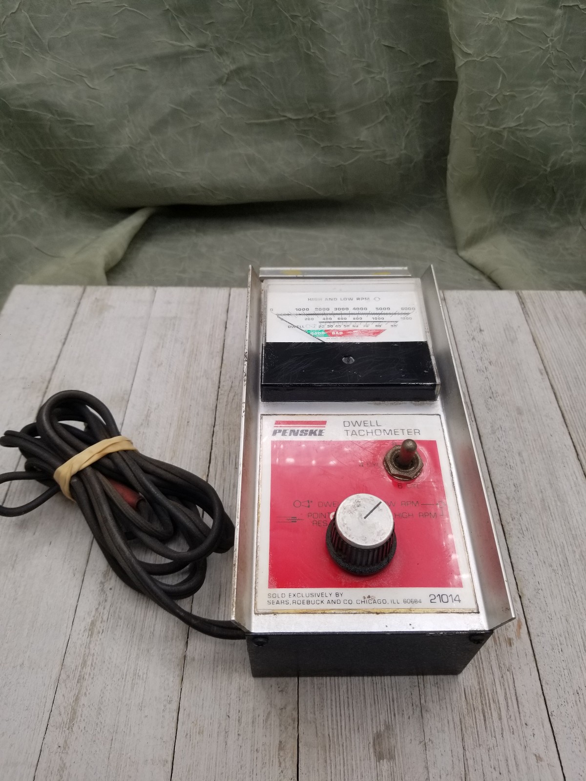 Vintage Penske 244.21014 Portable Analog RPM & Dwell Tachometer with Clamps