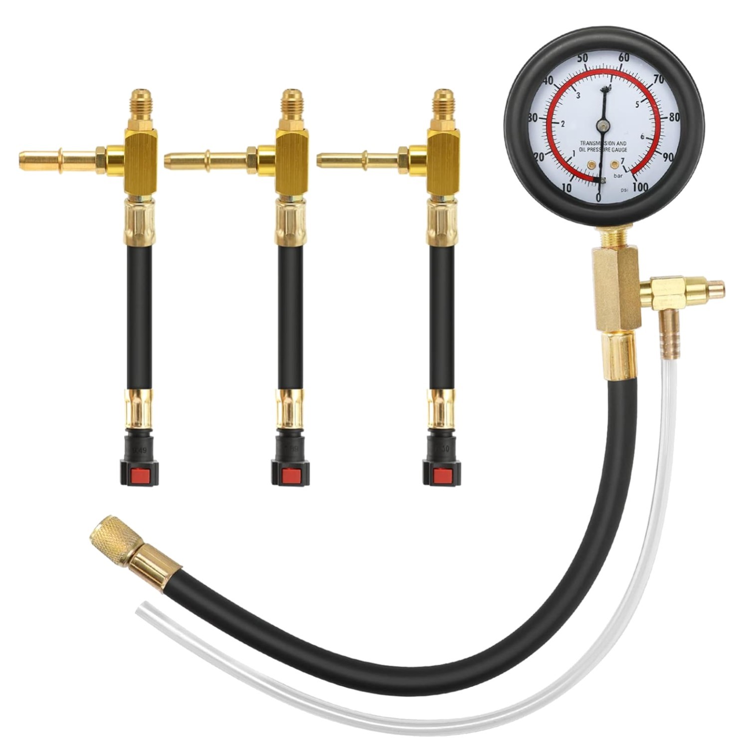 Professional Fuel Pressure Tester Kit with Durable Brass Connectors and Gauge