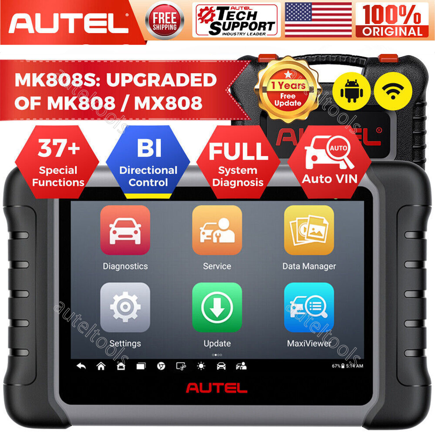 2024 Autel MaxiCOM MK808S PRO = MX808S PRO Bidirectional Car Diagnostic Scanner