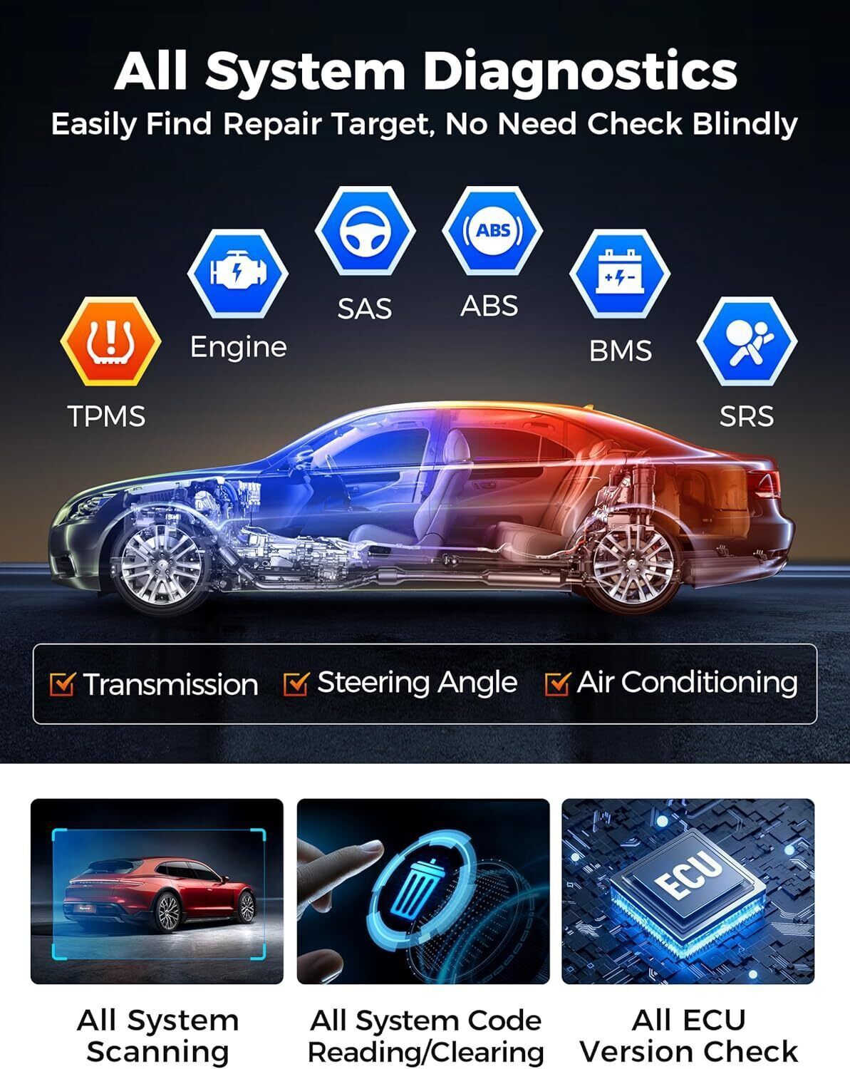 2026 Autel AP2500E Automotive Diagnostic Tool Read Erase Codes Car OBD2 Scanner
