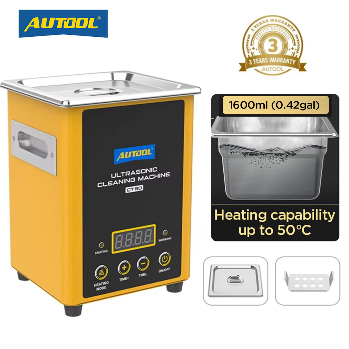 Ultrasonic Fuel Injector Cleaner 1600ML Heater Cleaner 40kHz Adjustable Time