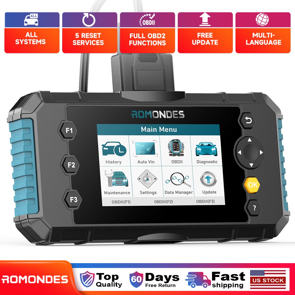 ROMONDES RD4000 OBD2 Scanner 5 Resets All System Diagnostic Tool Fit For FORD
