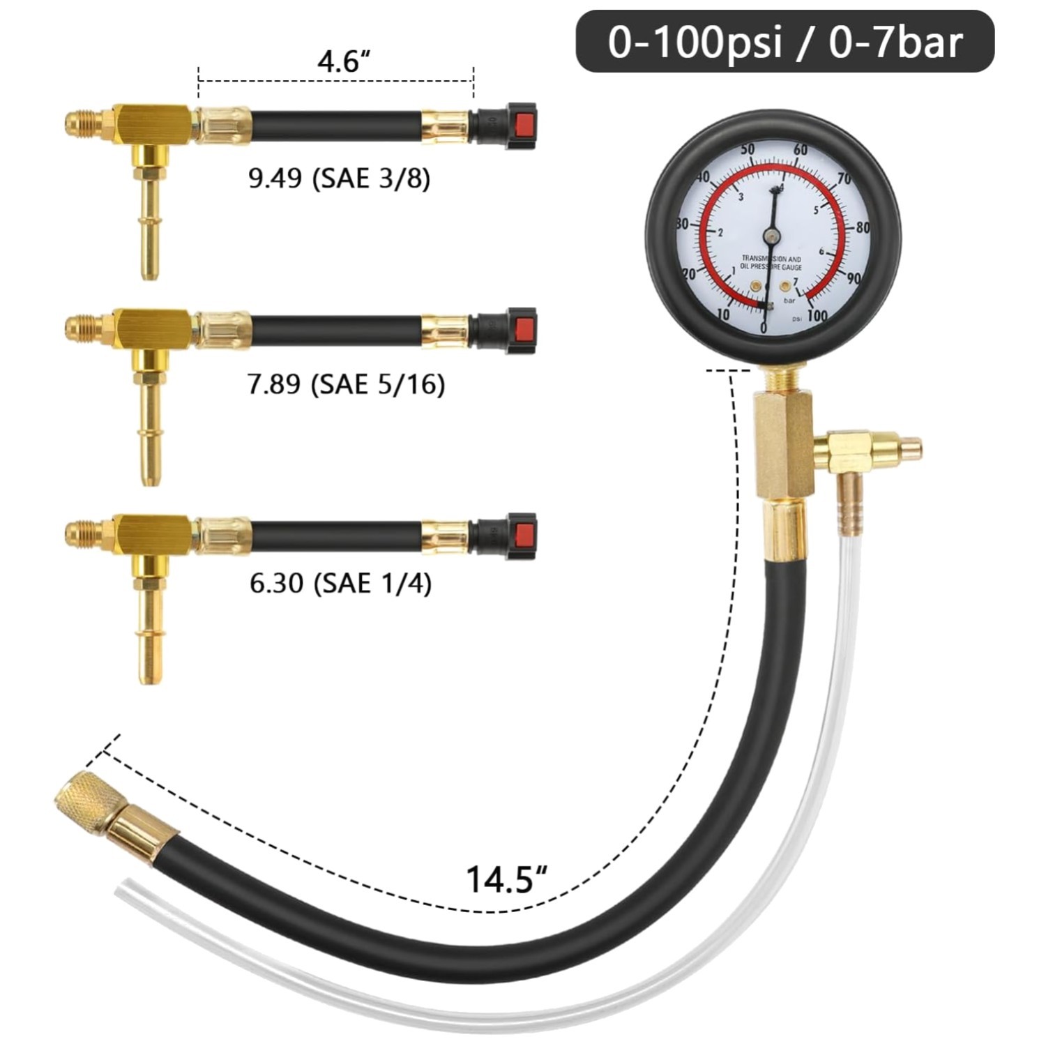 0-100PSI Fuel Pressure Testing Kit – Brass Connections