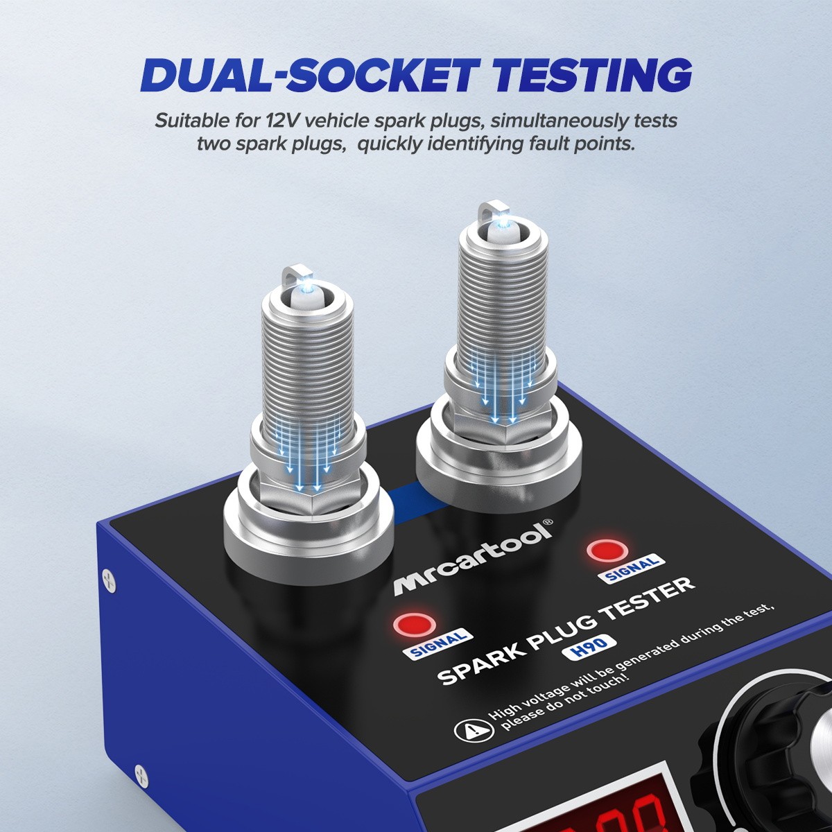 Spark Plug Tester Automotive Engine Ignition Coil Tester Dual Holes 500-9000rpm