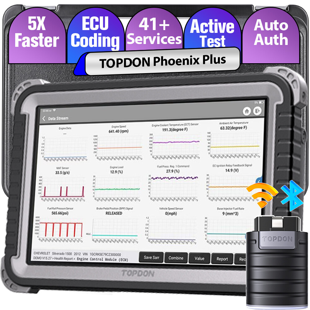 TOPDON Phoenix Plus Car Diagnostic Scanner Advanced E.CU Online Coding 41+ Reset