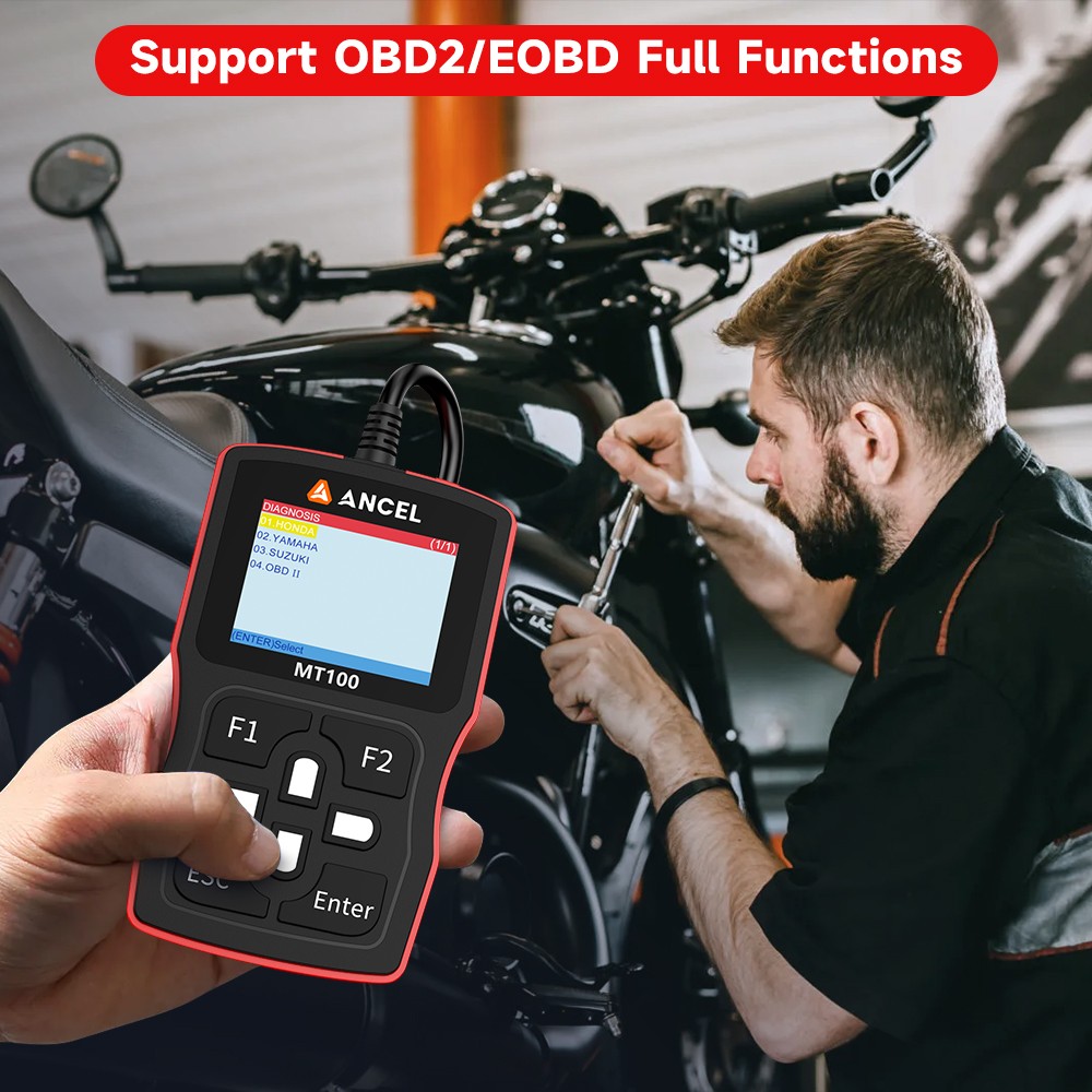 MT100 Motorcycle Diagnostic Tool OBD2 Scanner Code Reader Fit for Engine ABS