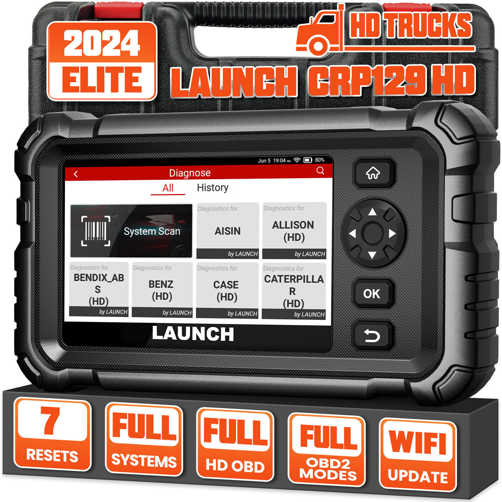 LAUNCH CRP129 HD Elite Heavy Duty Truck Scanner Full System Scan Diagnostic Tool