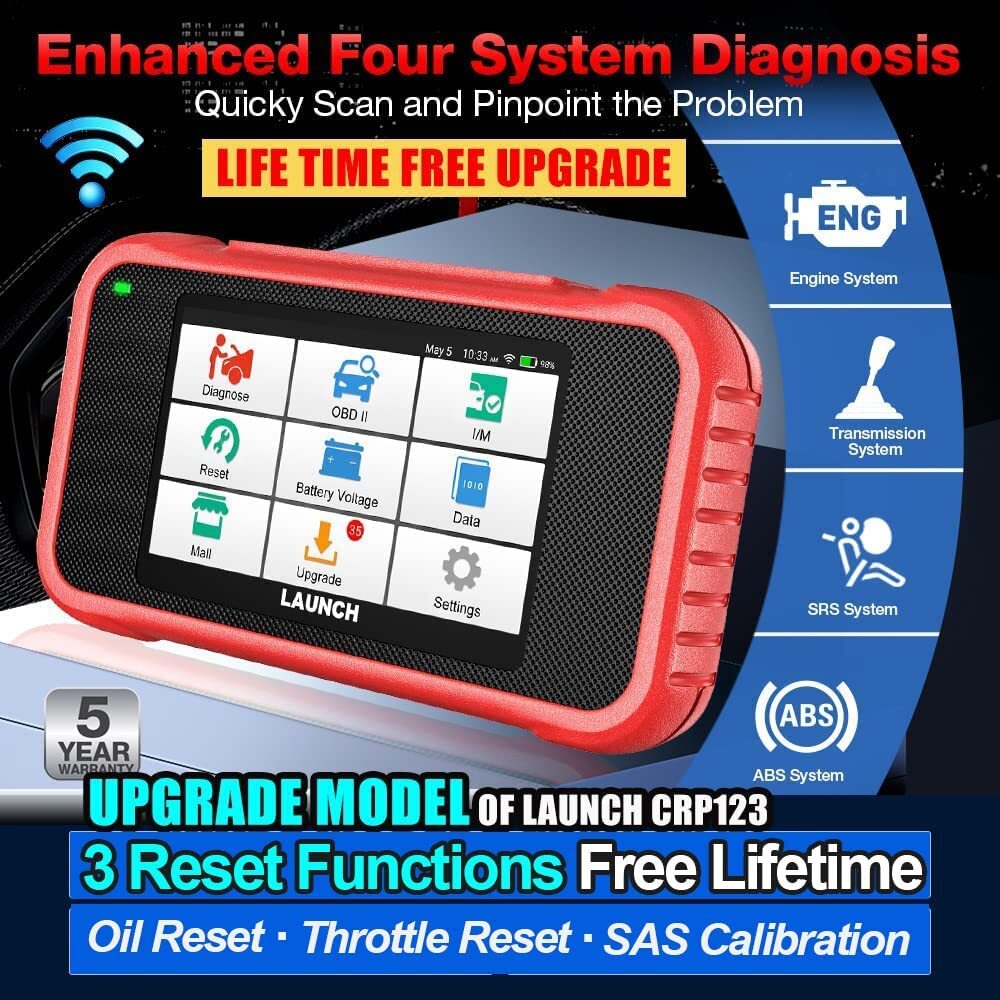 LAUNCH CRP123E Car OBD2 Scanner Code Reader Check Engine ABS SRS Diagnostic Tool