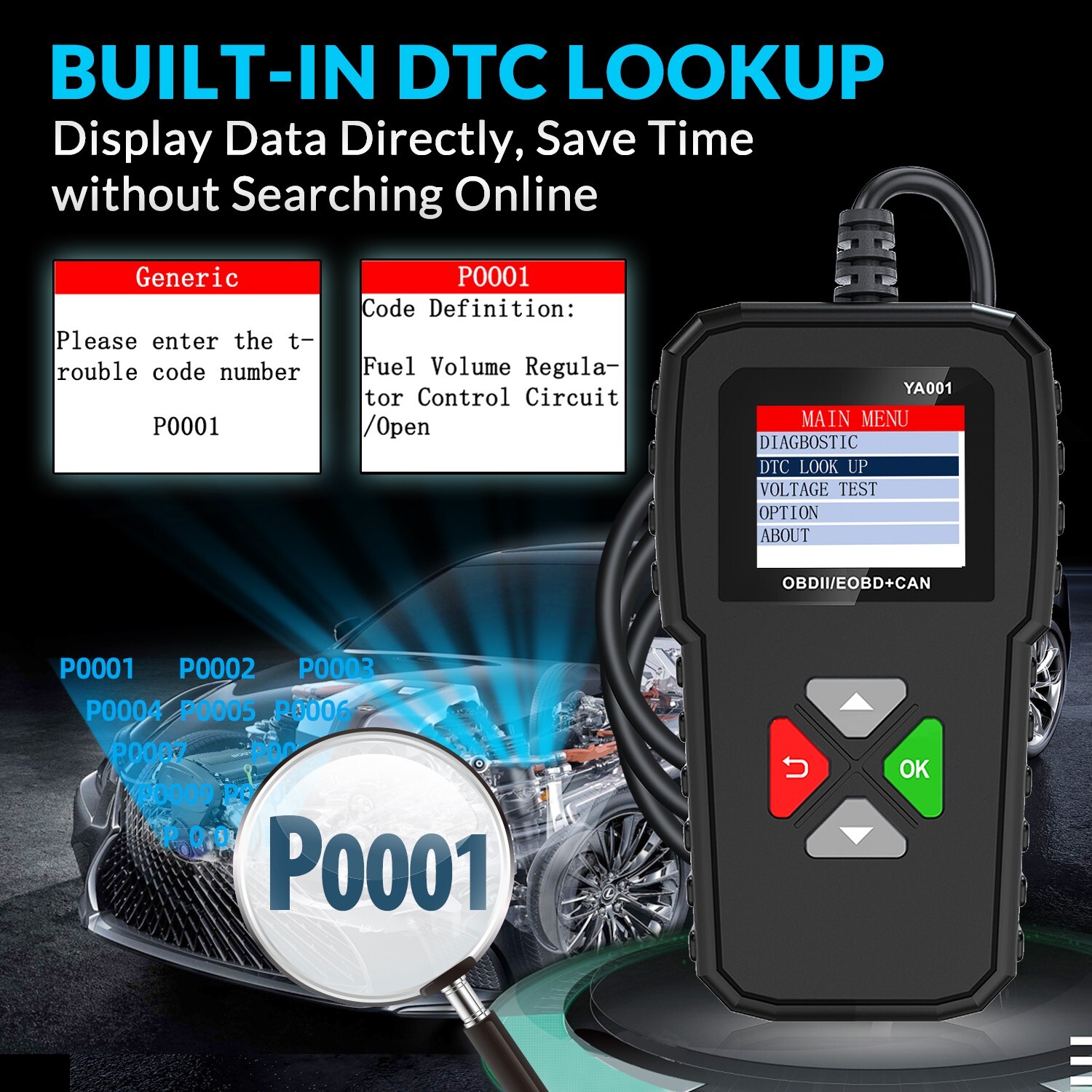 Automotive OBD2 Diagnostic Scanner Car Check Engine Light OBD Fault Code Reader