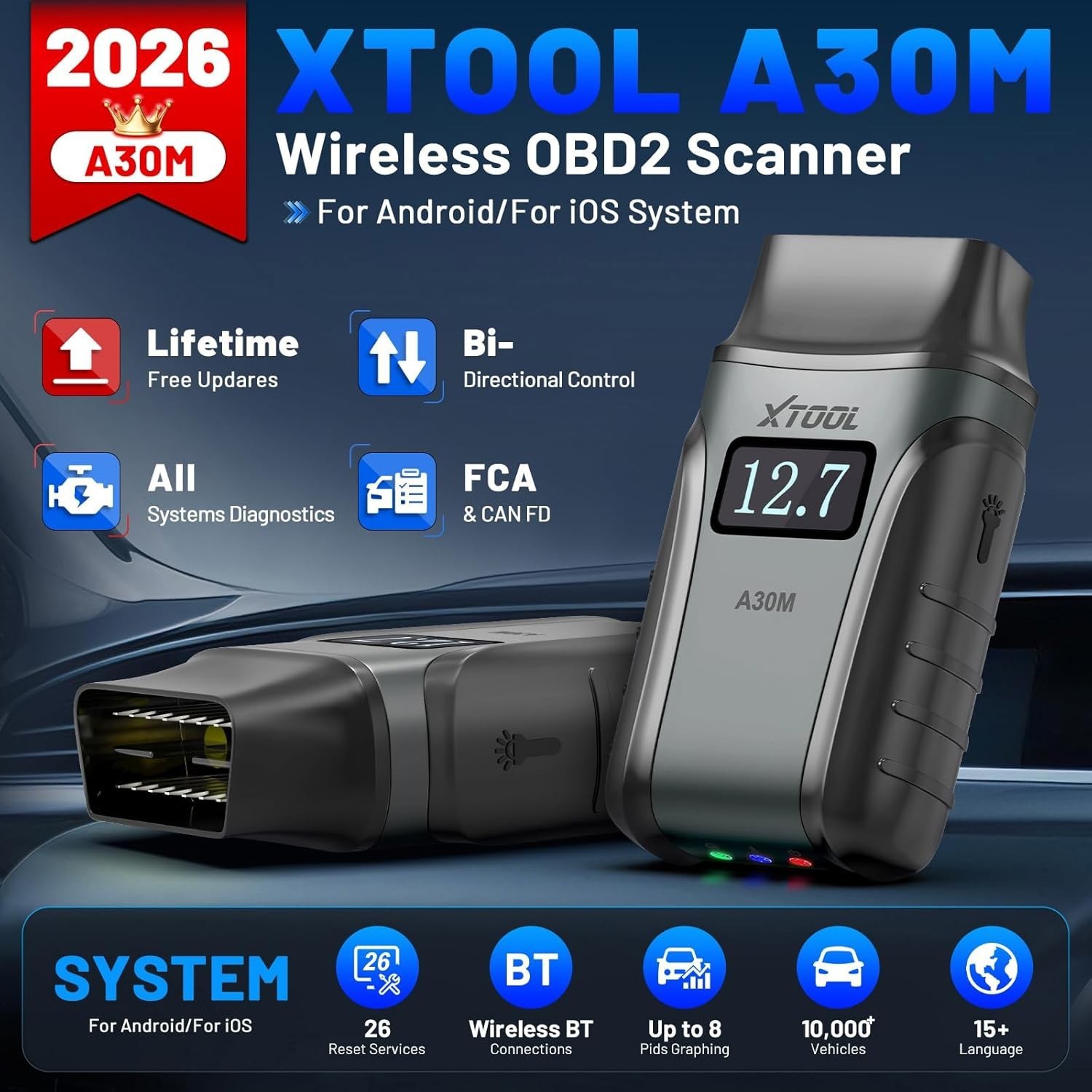 ✅2026 XTOOL A30M V2.0 KIT OBD2 Scanner Wireless Bidirectional Scan Tool FCA