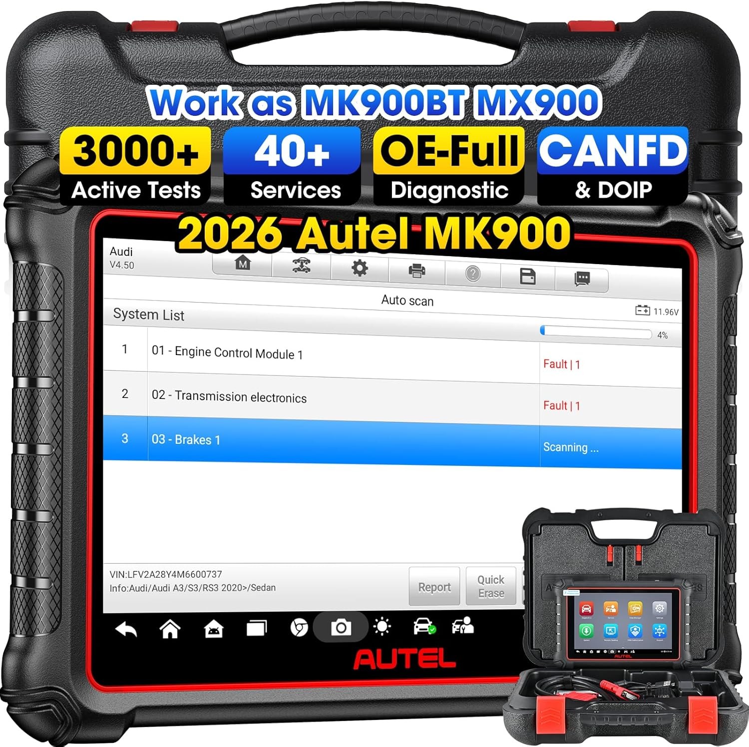 Autel Scanner MaxiCOM MK900 2026 MK900 2.0 Bidirectional Diagnostic as MK900BT