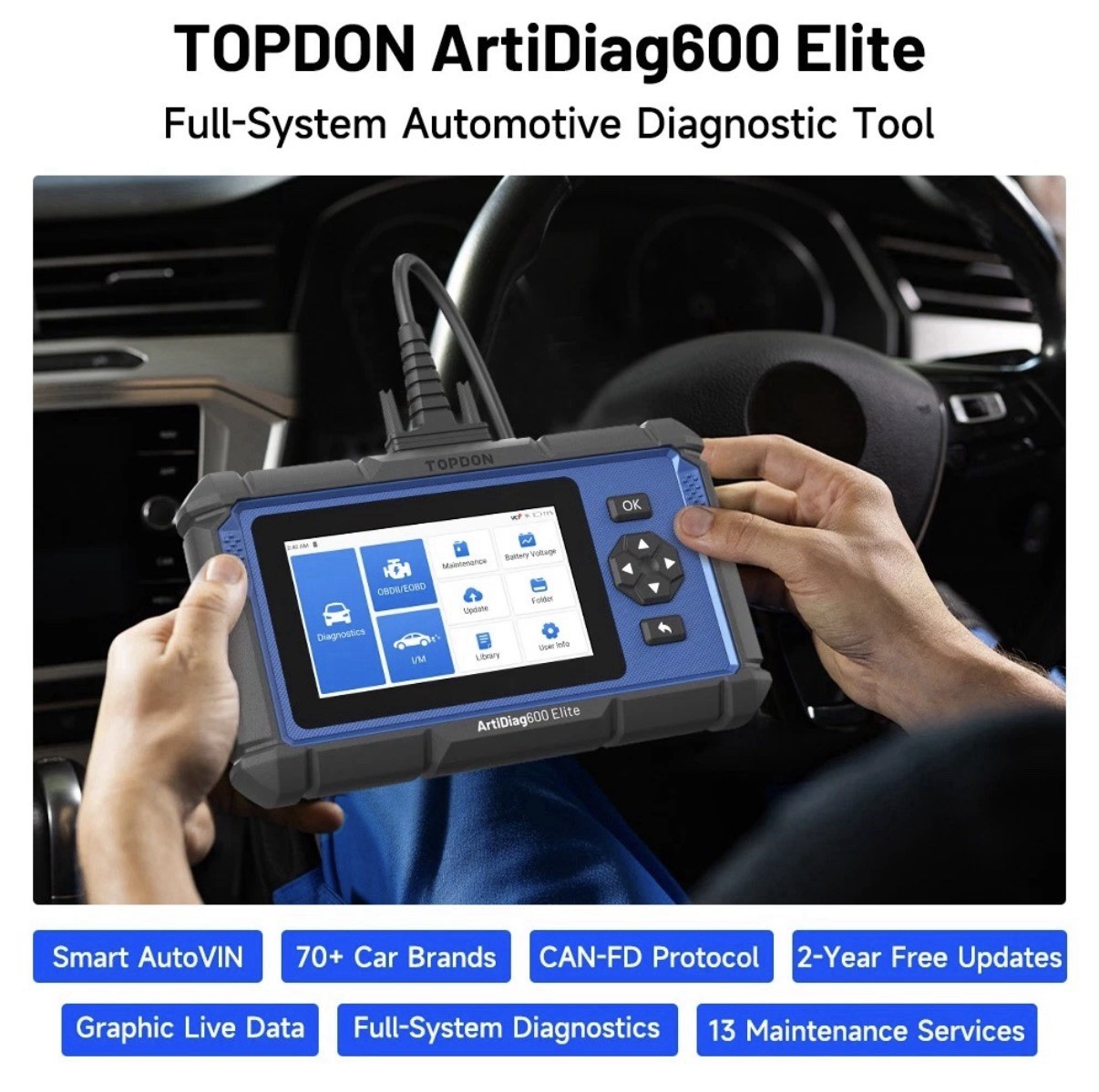 2026 TOPDON AD600 Elite OBD2 Scanner Full System Diagnostic Tool Code Reader UK
