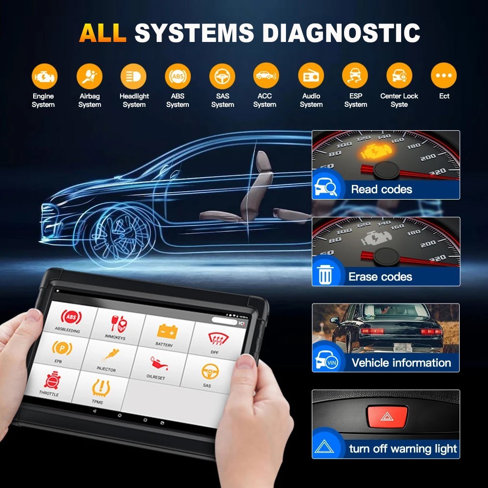 2026 Ancel X6 OBD2 Diagnostic All Systems IMMO EPB TPMS OIL Reset Active Test