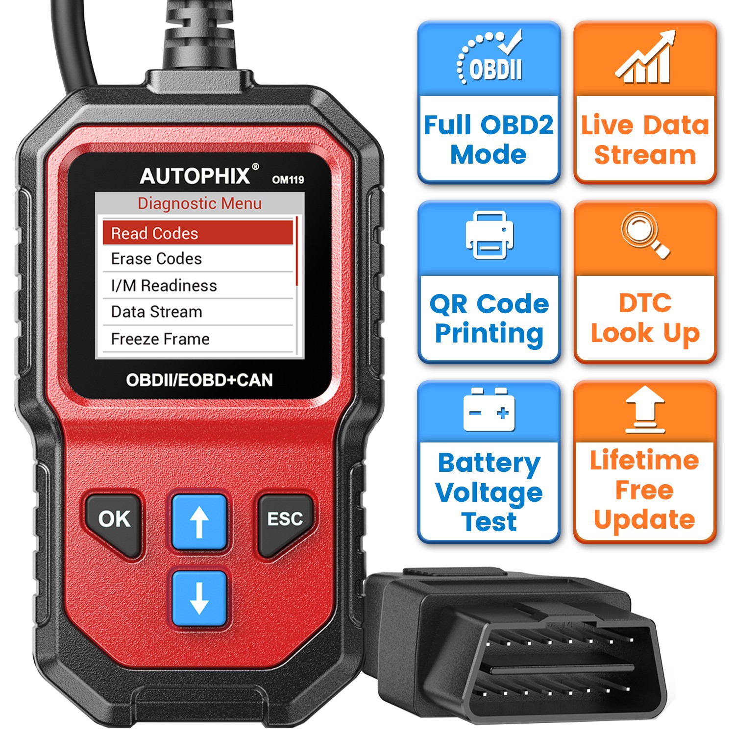 AUTOPHIX OM119 OBD2 Scanner Diagnostic Tool Code Reader DTC Lookup Data Stream