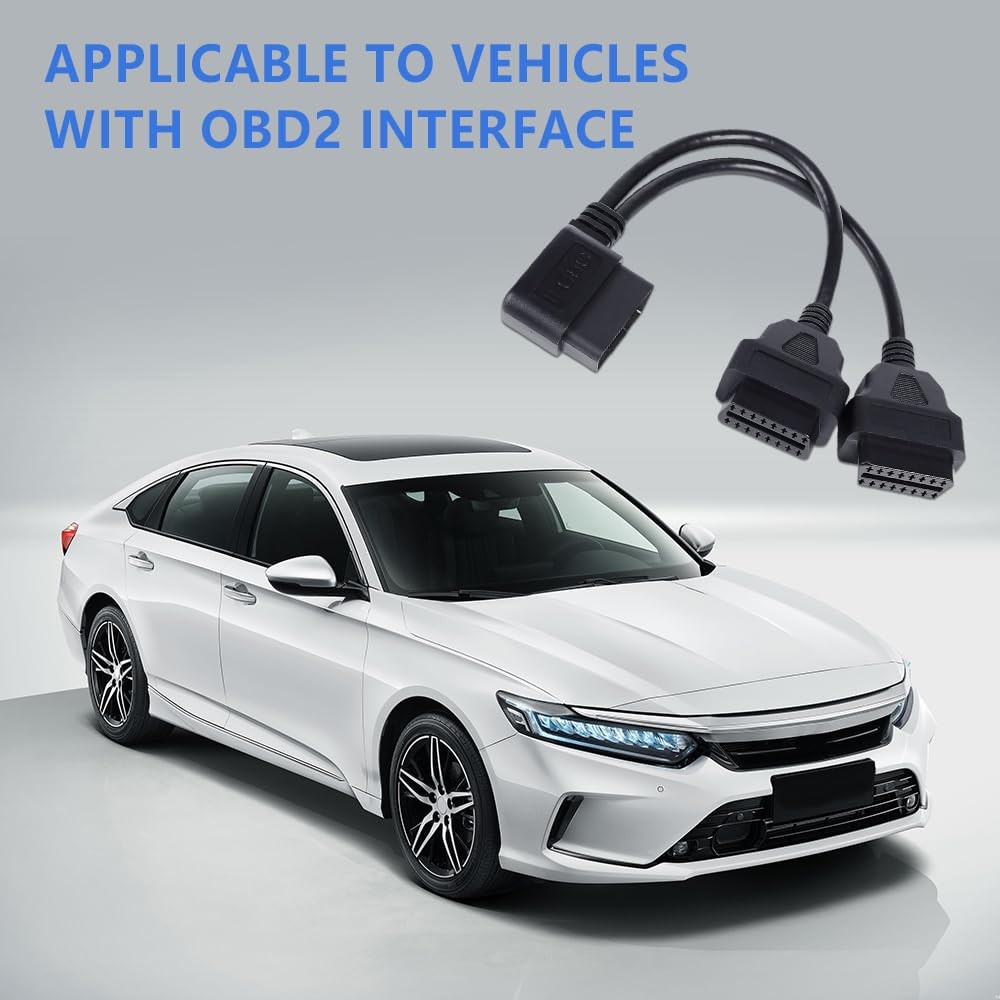 30cm Right Angle OBD II Splitter Extension Cable Male to Dual Female Y Cable