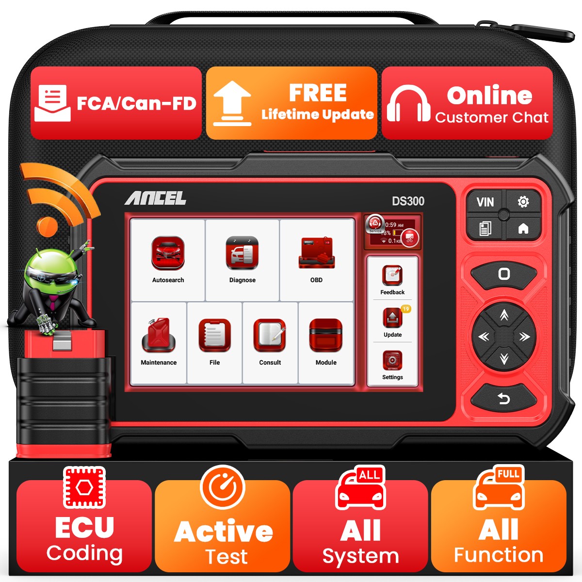 ANCEL DS300 Full System OBD2 Scanner Bidirectional Diagnostic Tool Key Coding US