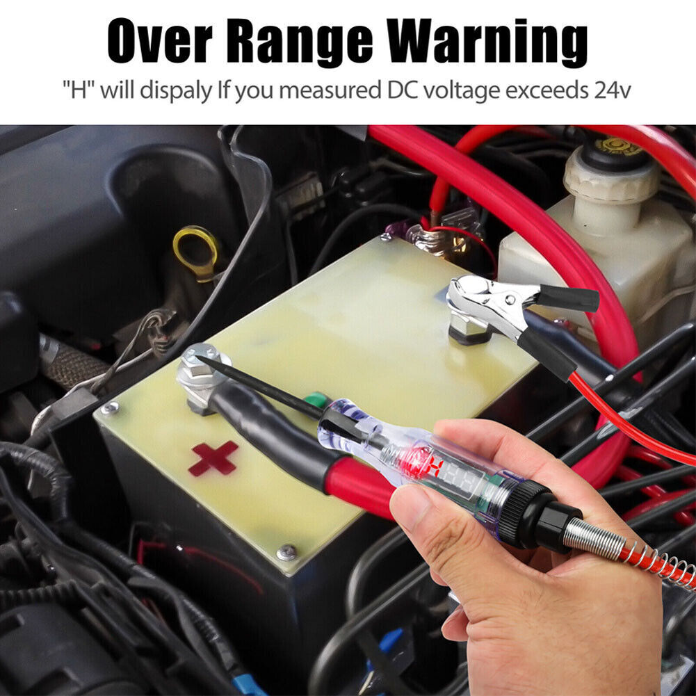 Car Vehicle Electric Probe Circuit Tester 6-24V LED Digital Display Spring Wire