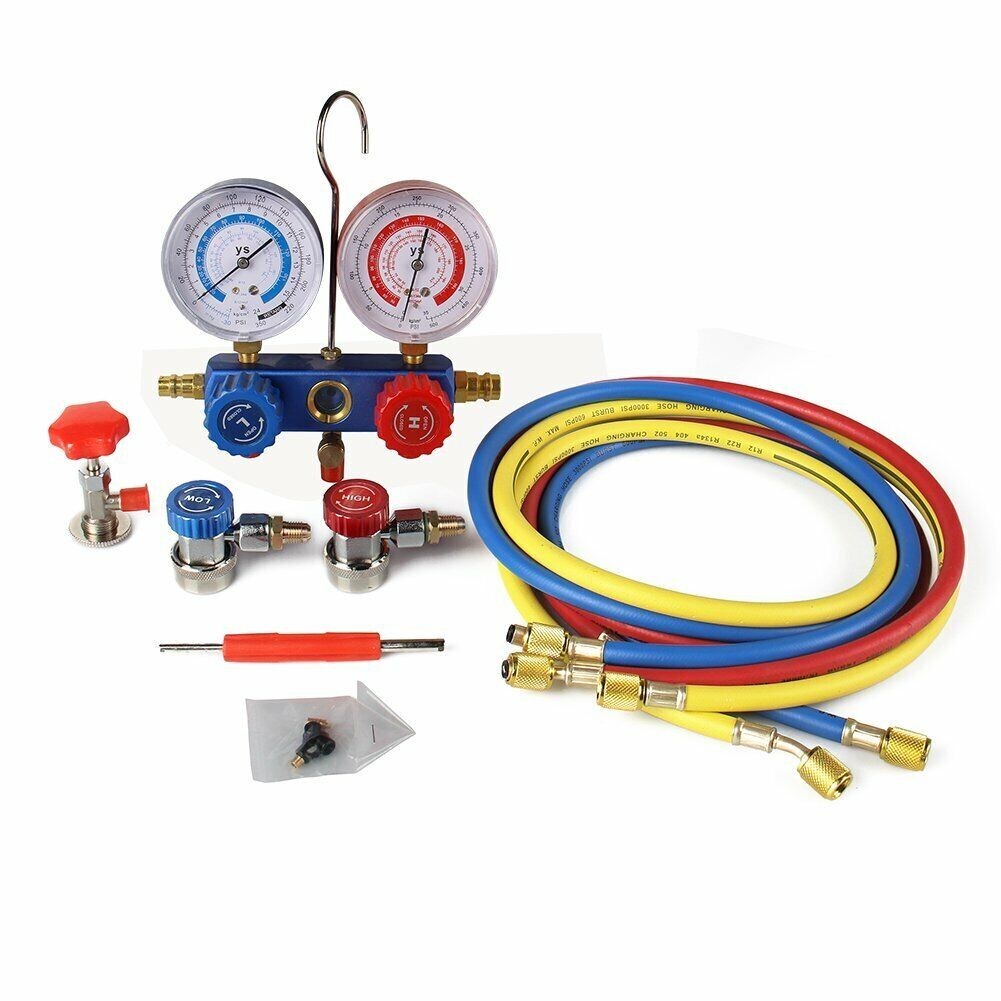 AC Diagnostic Manifold Gauge Set Auto Service Kit Professional With Can Tap Hose