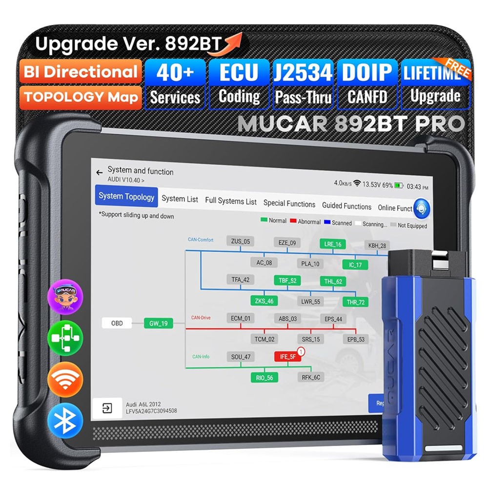 MUCAR 892BT PRO Topology OBD2 Scanner Diagnostic Tool All System 35 Services