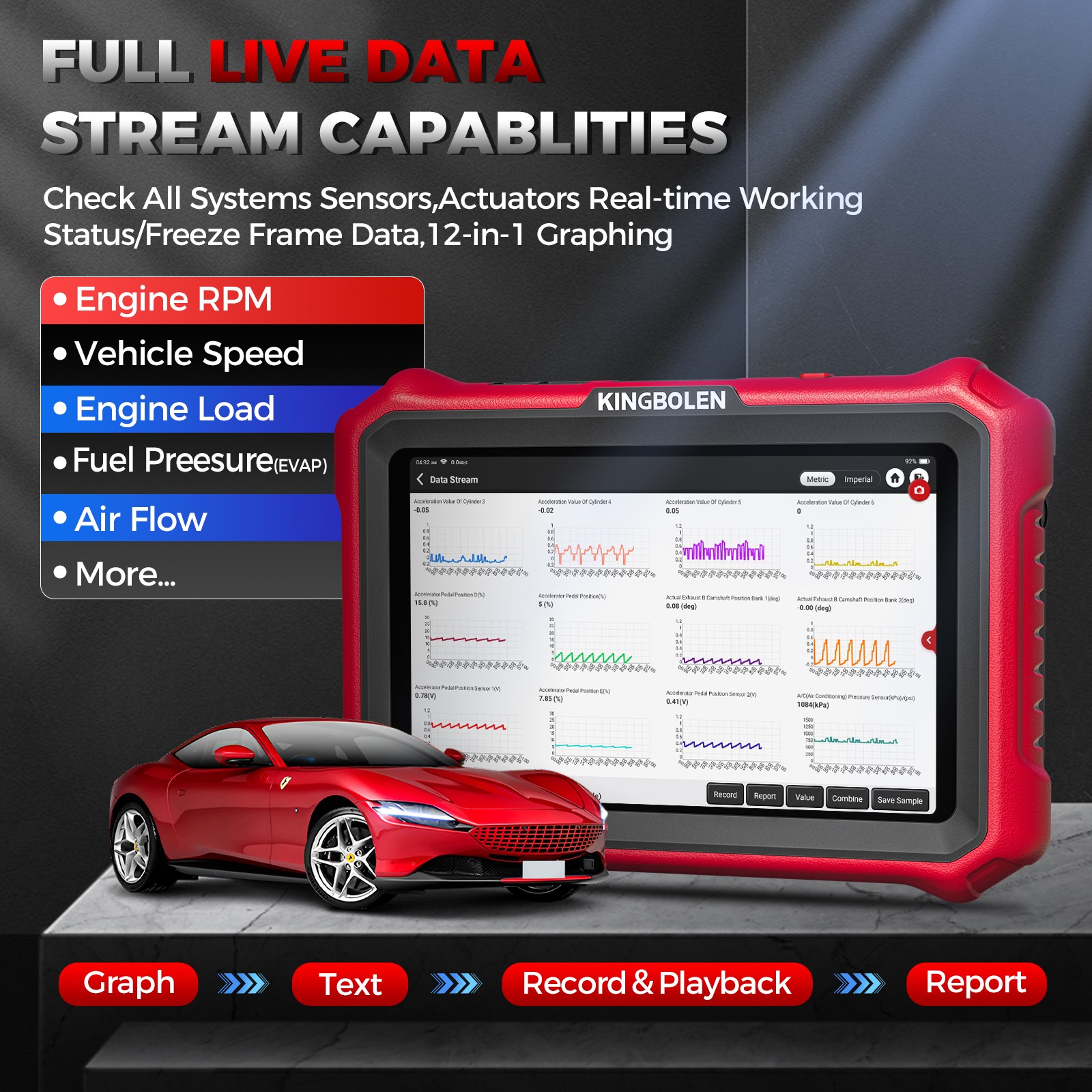KINGBOLEN K8 PRO Wireless Bluetooth OBD2 Car Scanner Diagnostic Tool Free Update