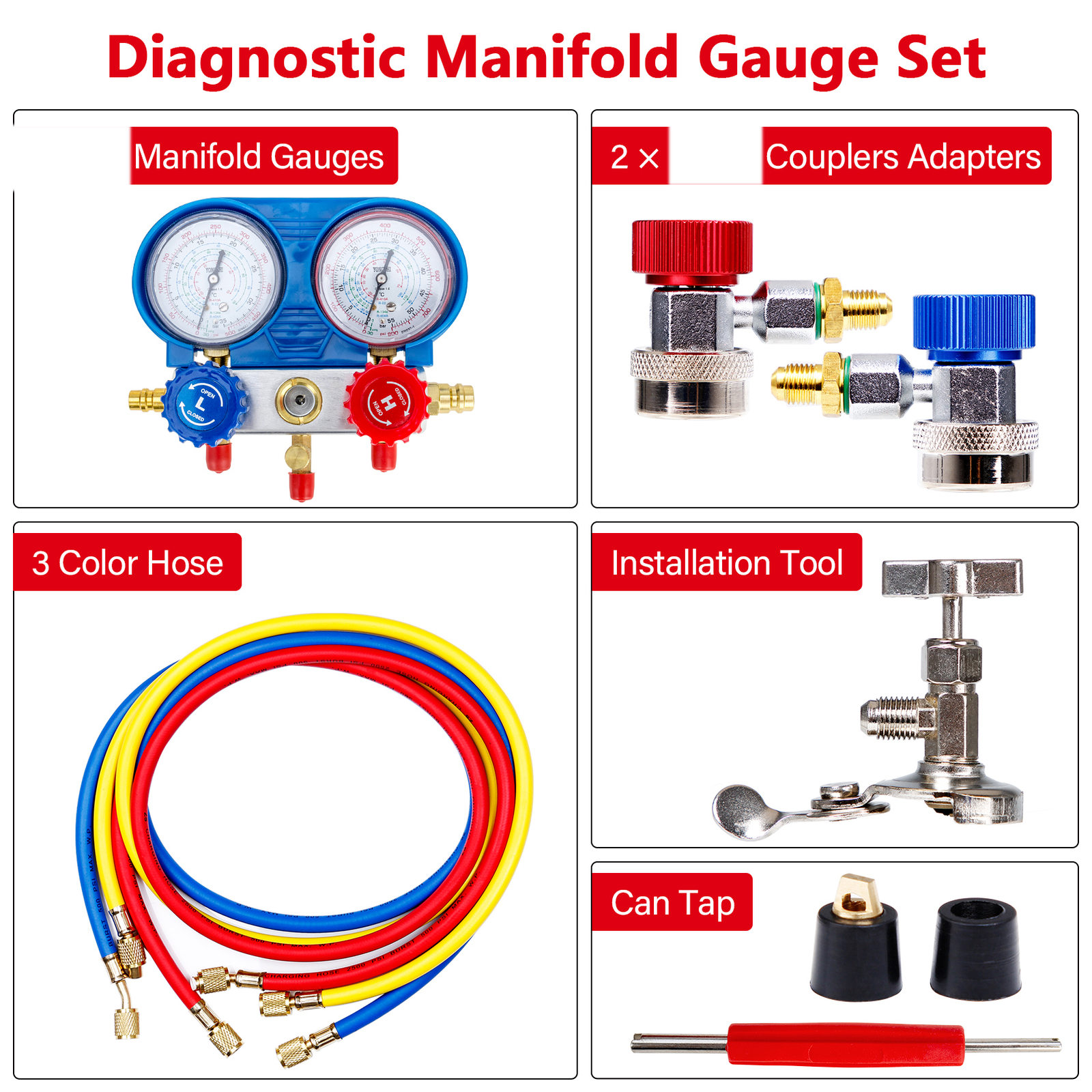 For Car test Manometer Gauge System Refrigeration HVAC Manifold Gauge Freon Kit