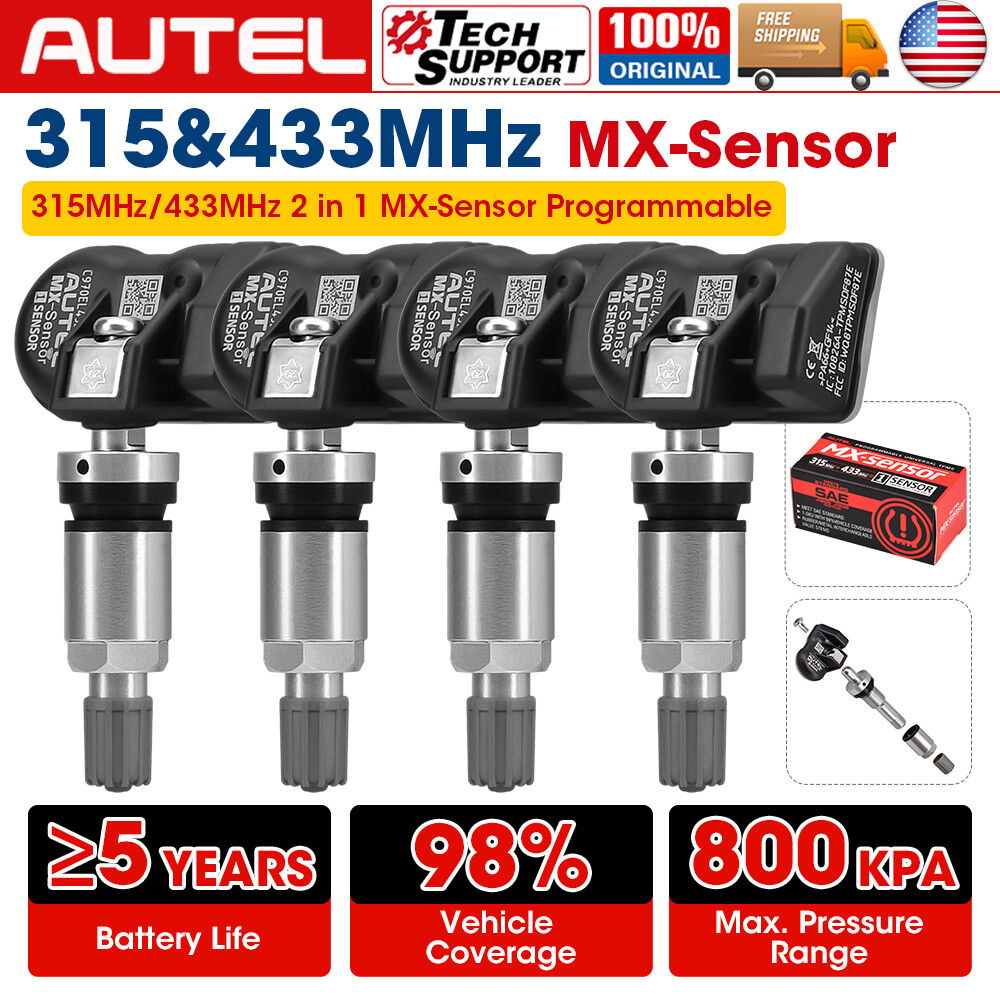 4pcs Autel MX-Sensor 315&433MHz Programmable TPMS Universal Tire Pressure Sensor