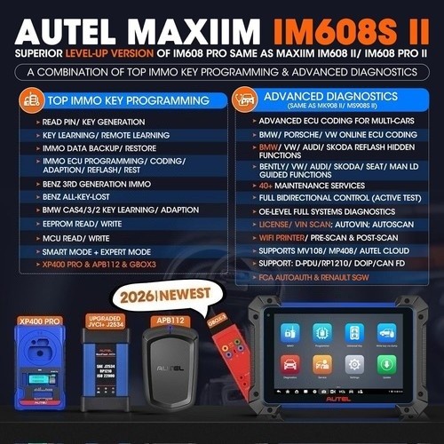Autel IM608 PRO II FULL KIT Key Programmer for Locksmith & Workshop IM608 II